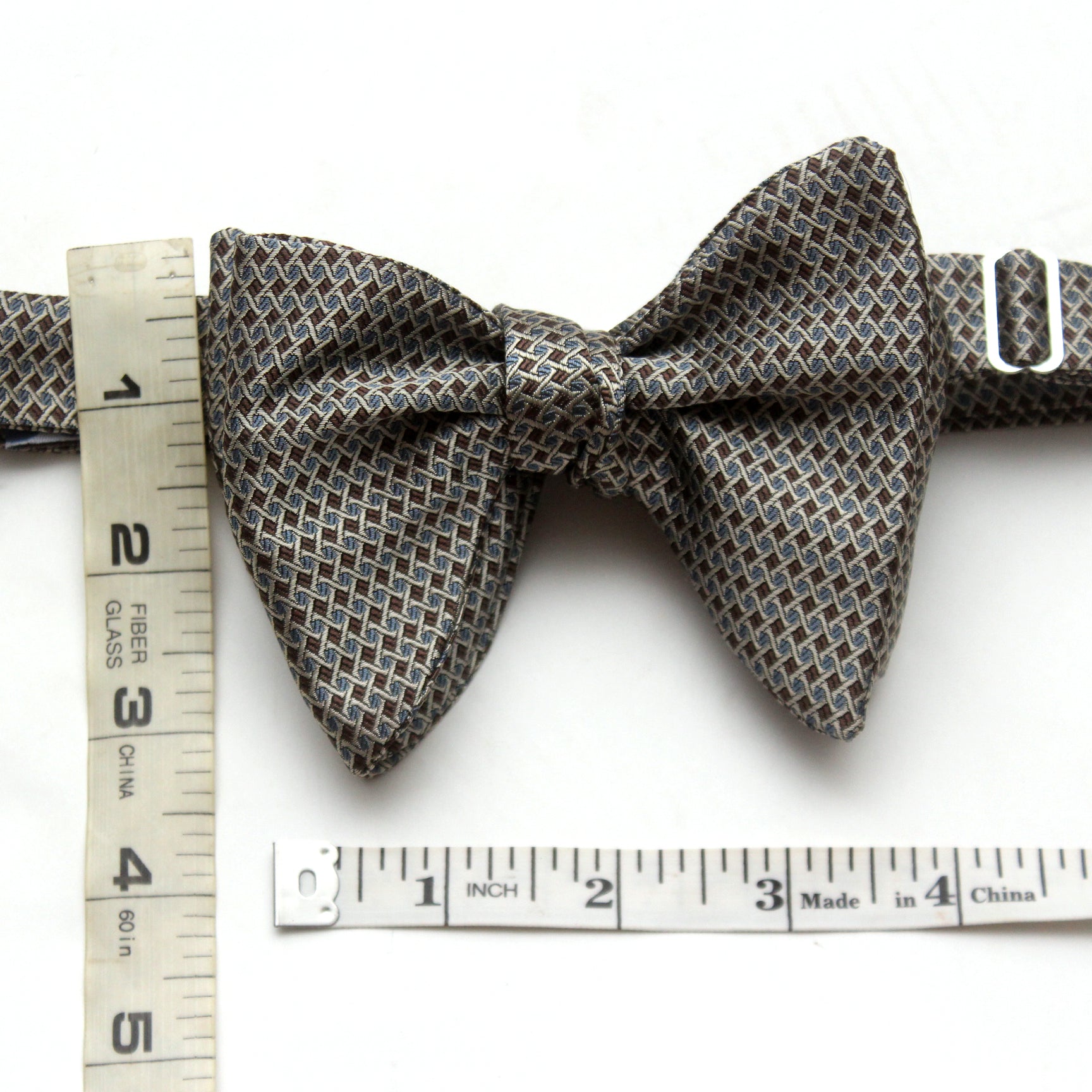 Big Butterfly Brown Blue Ornament Silk Bow Tie