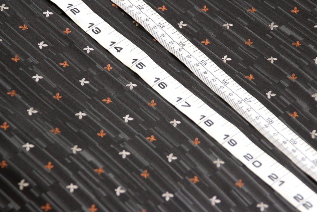 Black Floral Ornament Silk Fabric