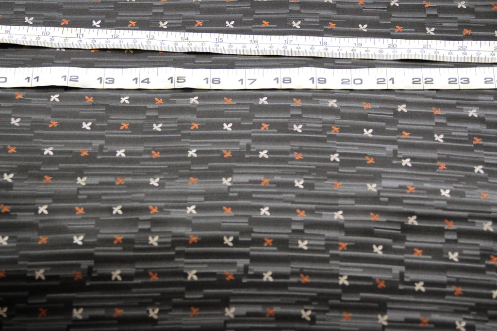 Black Floral Ornament Silk Fabric
