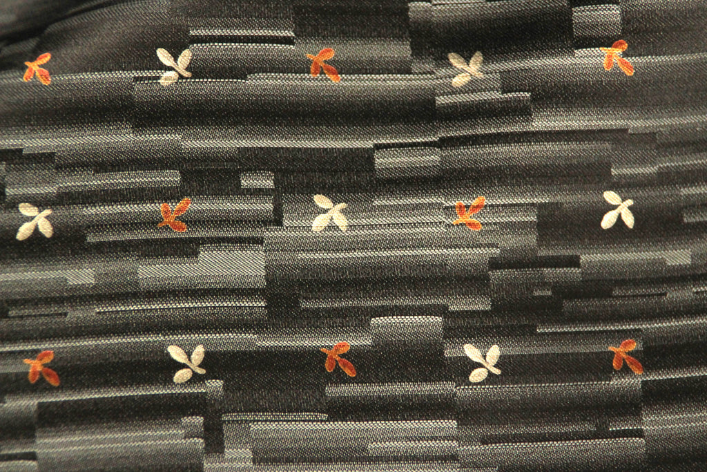 Black Floral Ornament Silk Fabric