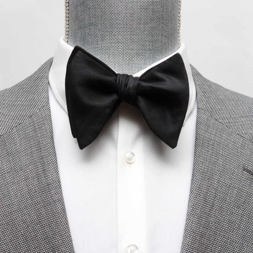 Basic Solid Silk Linen Bow Tie