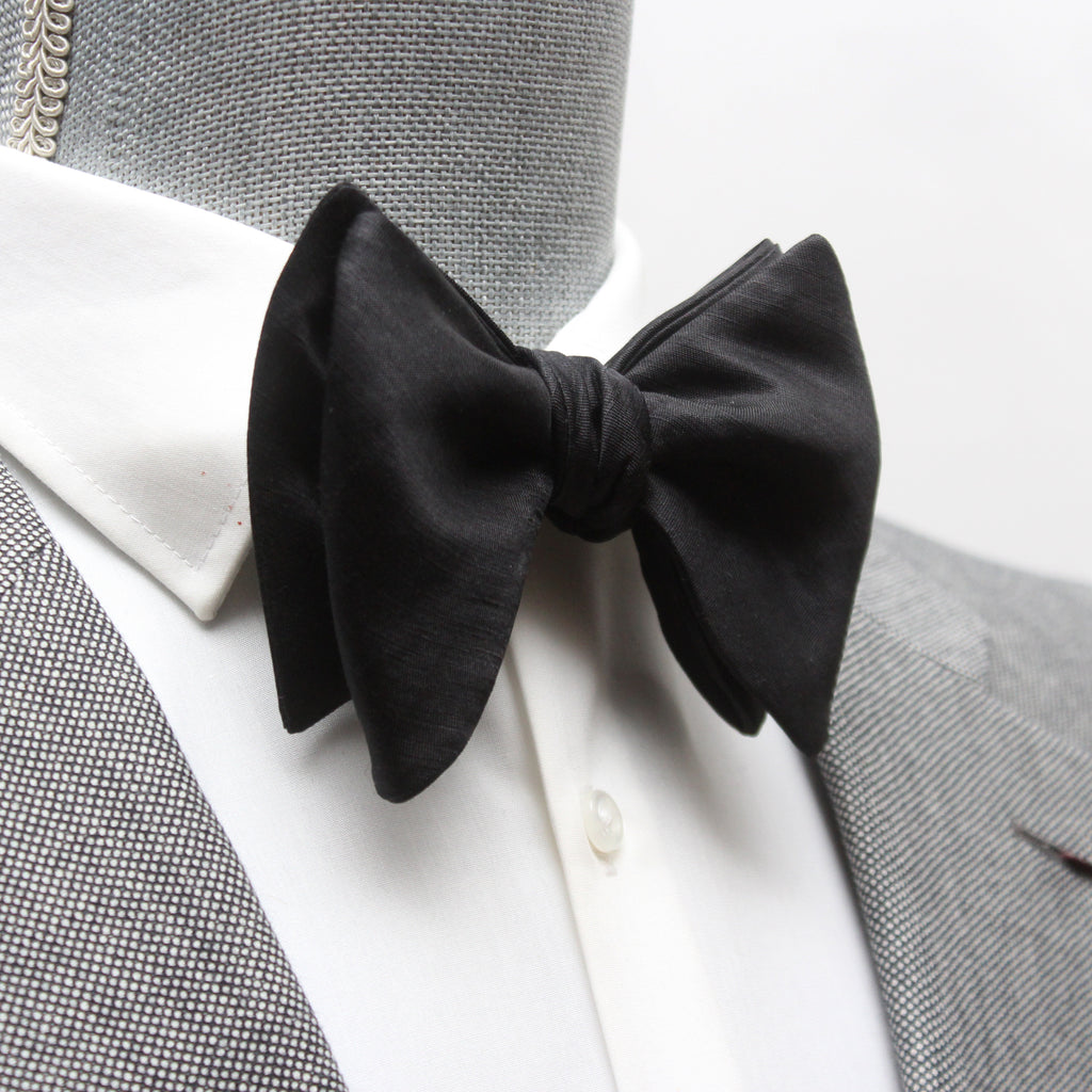 Basic Solid Silk Linen Bow Tie