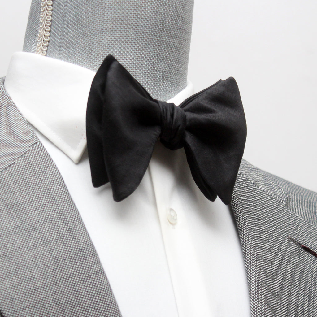 Basic Solid Silk Linen Bow Tie