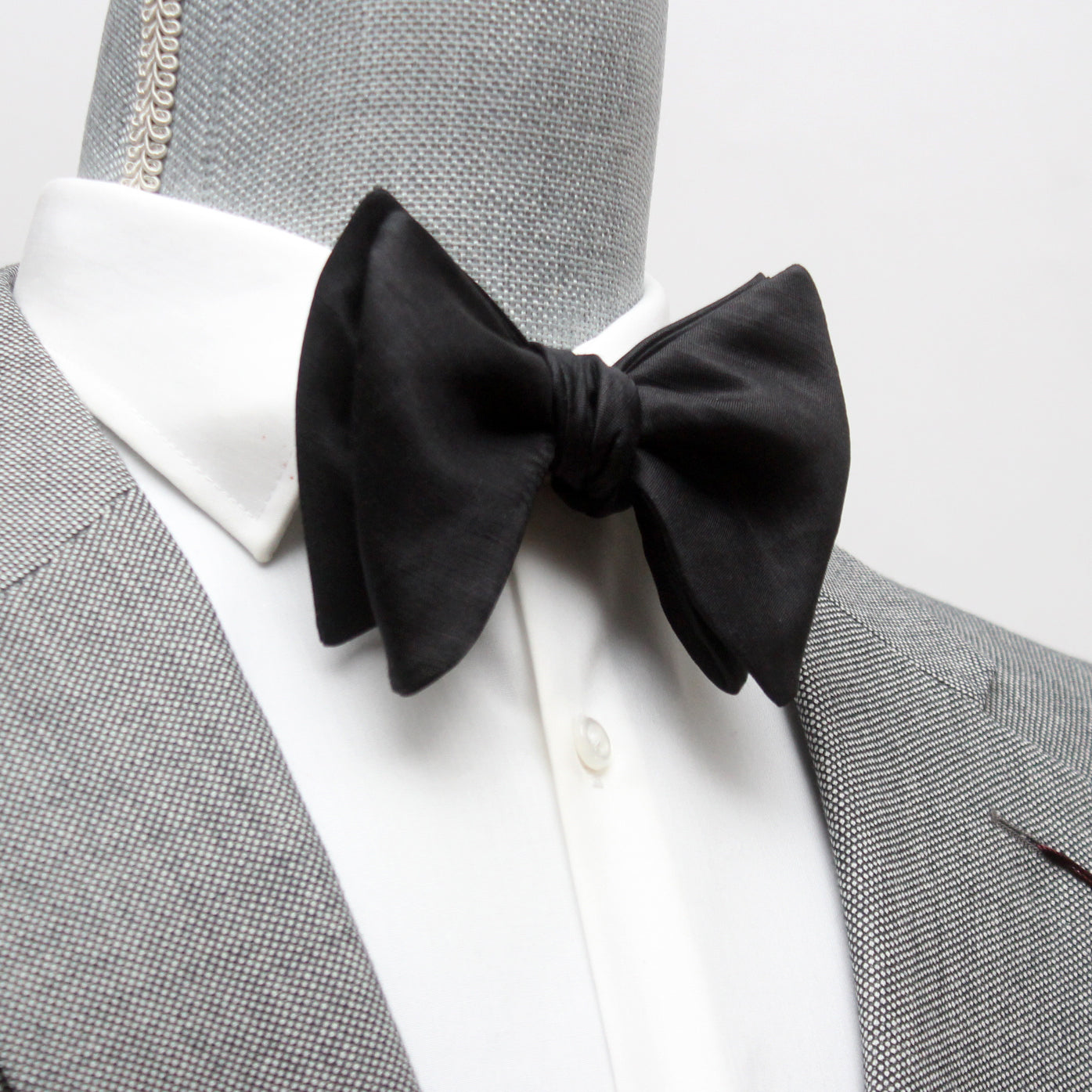 Basic Solid Silk Linen Bow Tie
