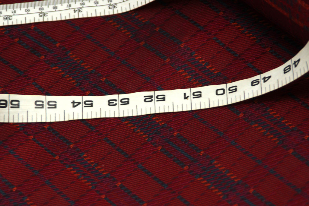Red Maroon Blue Plaid Fabric 42" width
