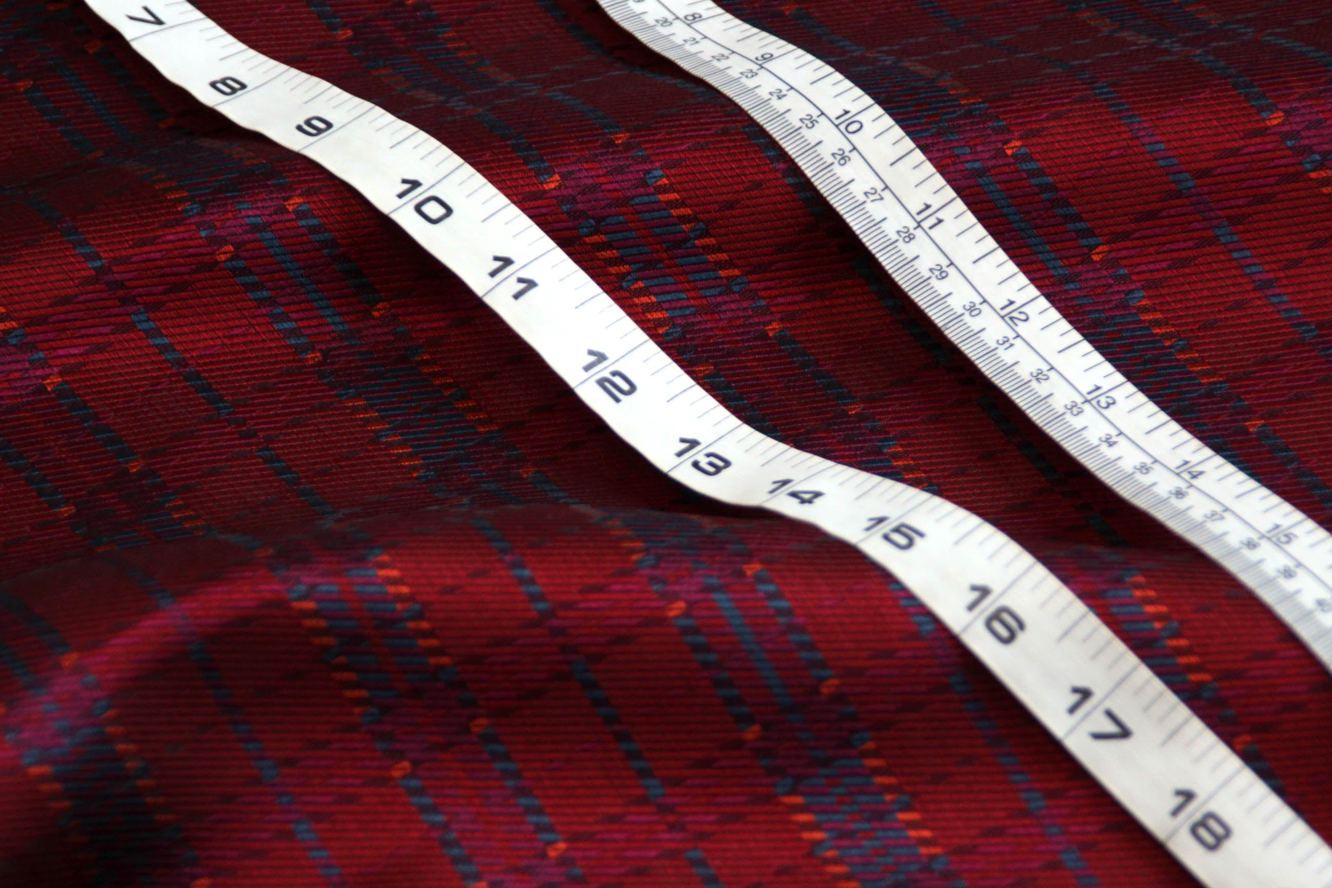 Red Maroon Blue Plaid Fabric 42" width