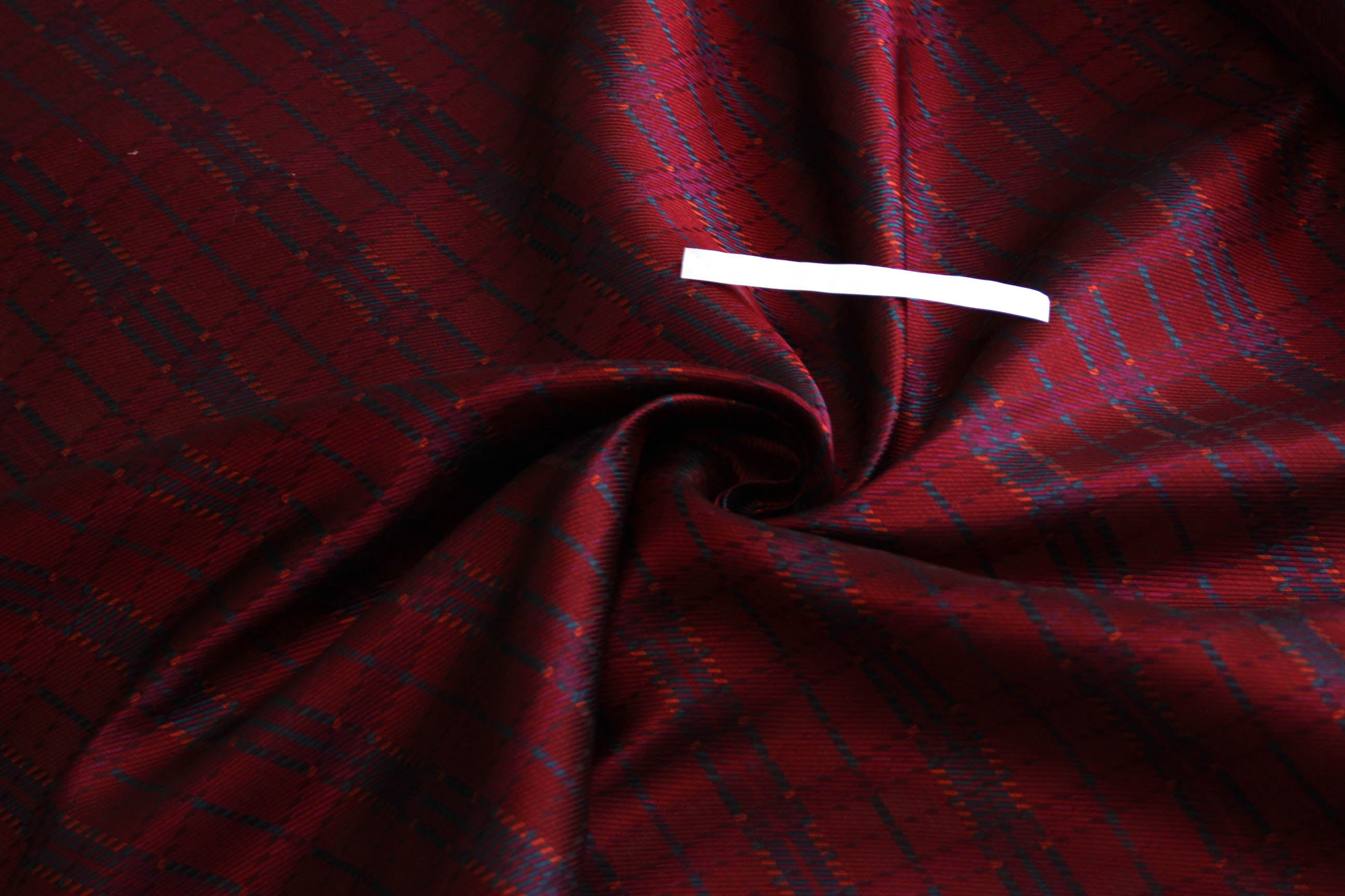 Red Maroon Blue Plaid Fabric 42" width