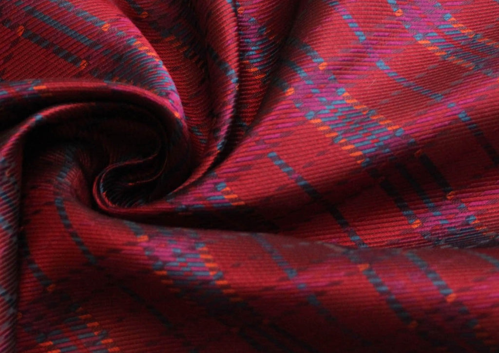 Red Maroon Blue Plaid Fabric 42" width