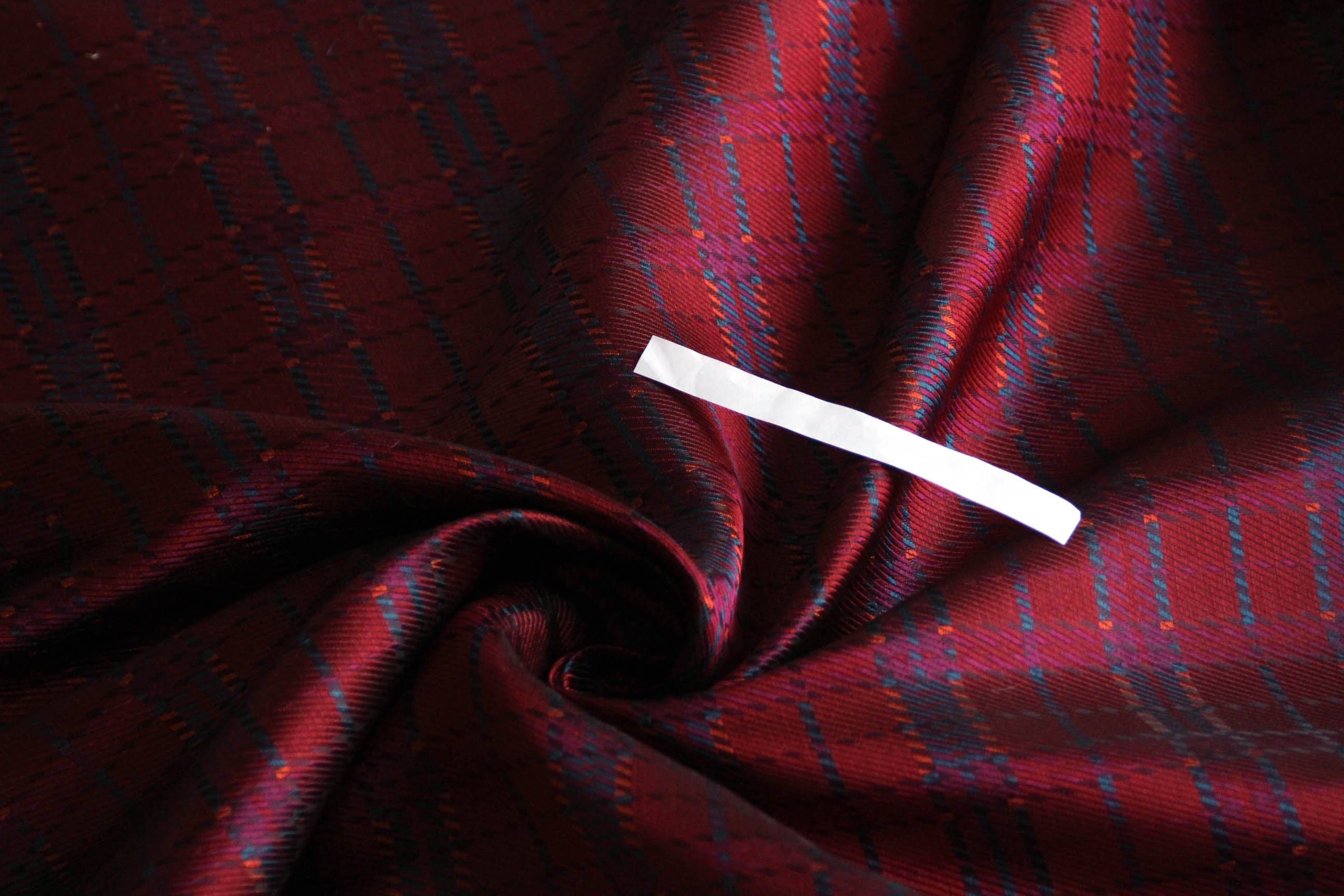 Red Maroon Blue Plaid Fabric 42" width