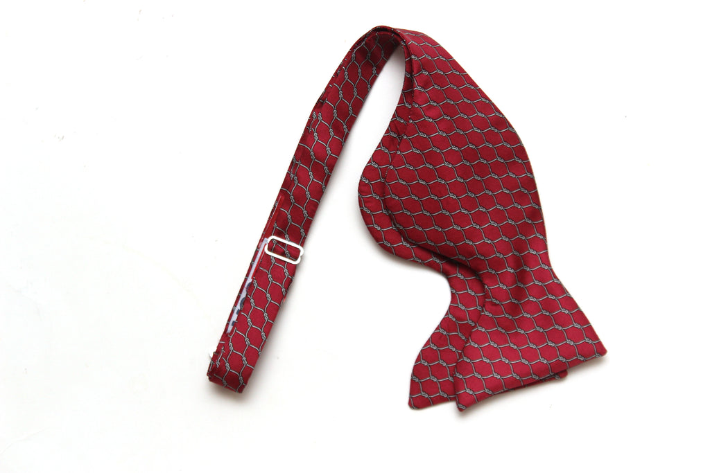 Red Ornament Ornament Silk Self-tied Bow Tie
