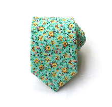Load image into Gallery viewer, Yellow Orange Green Floral Cotton Necktie
