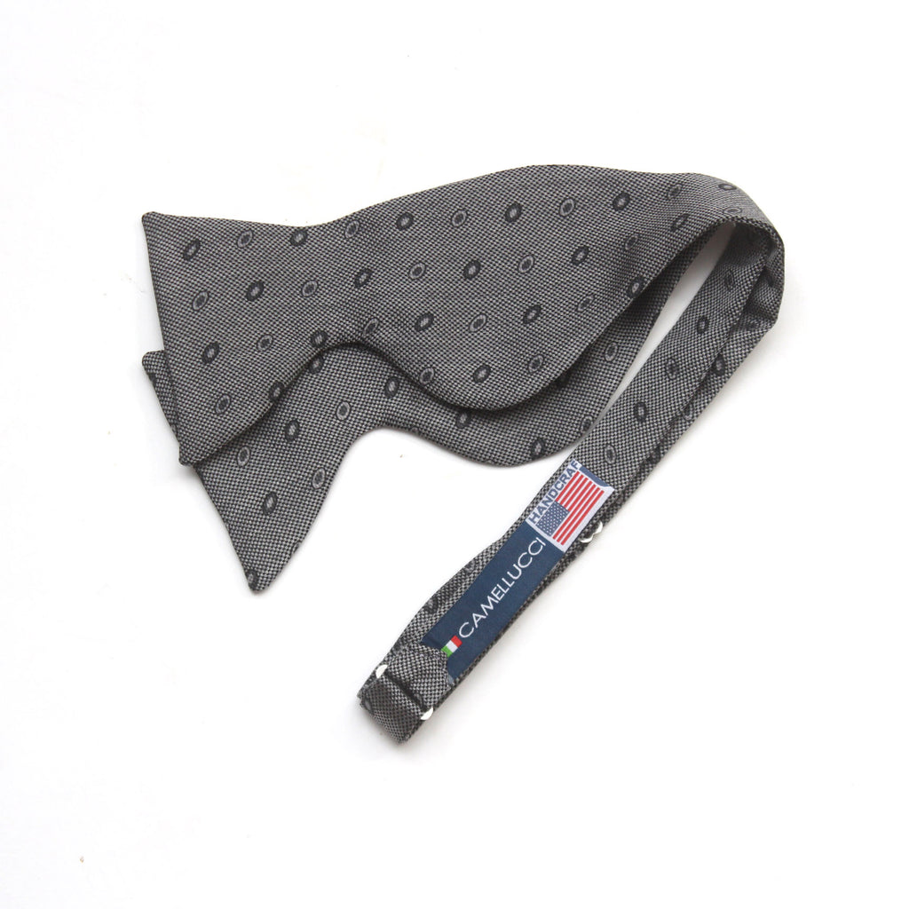 Big Butterfly Grey Ornament Silk Bow Tie