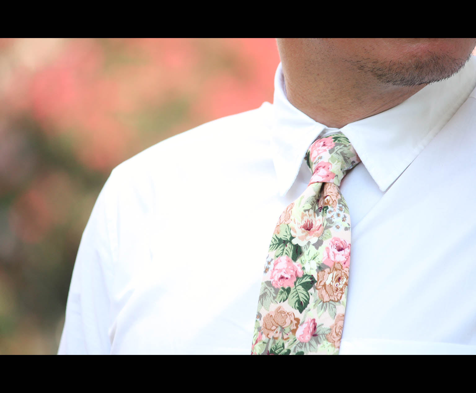 Peach Rose Floral Necktie 3.14"