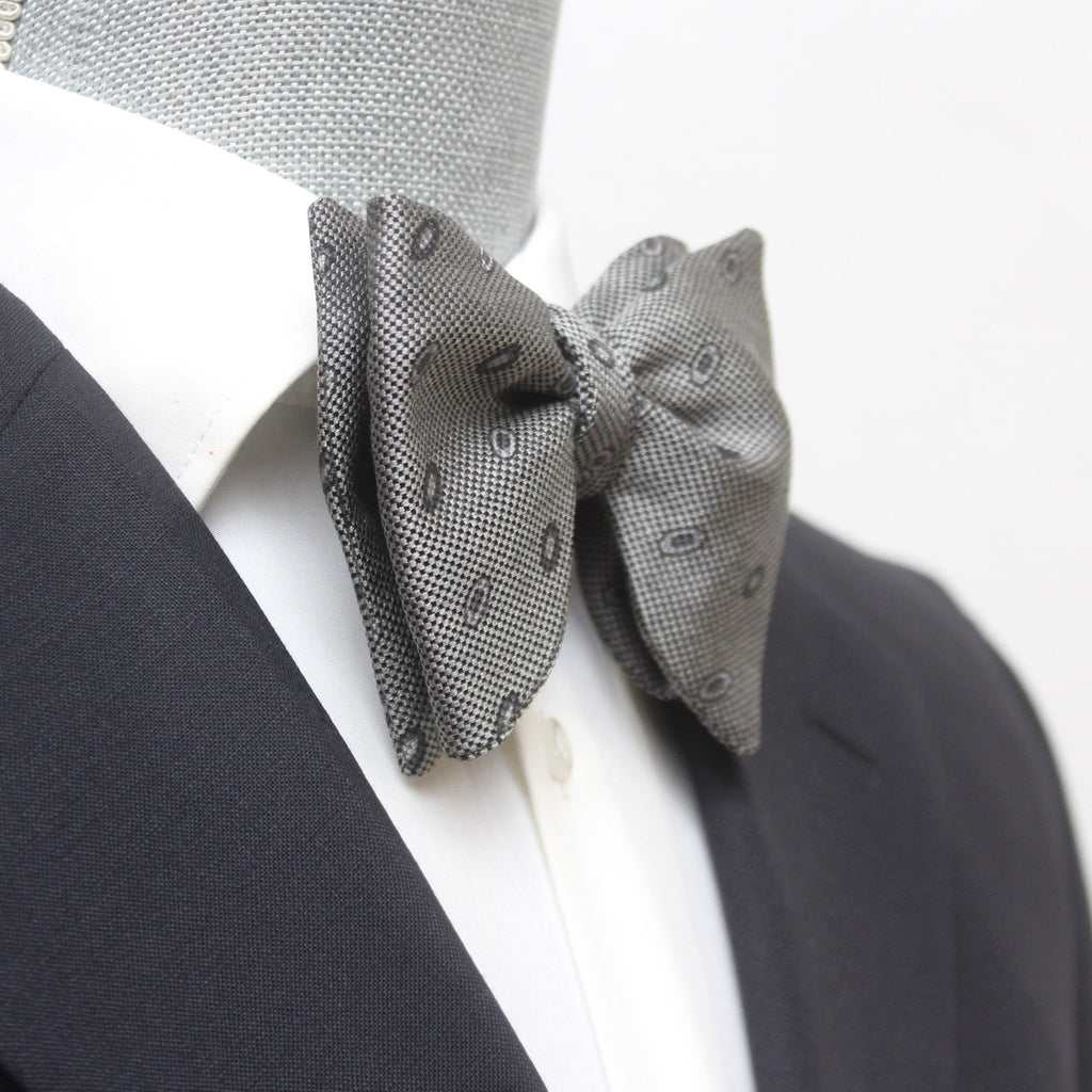 Big Butterfly Grey Ornament Silk Bow Tie