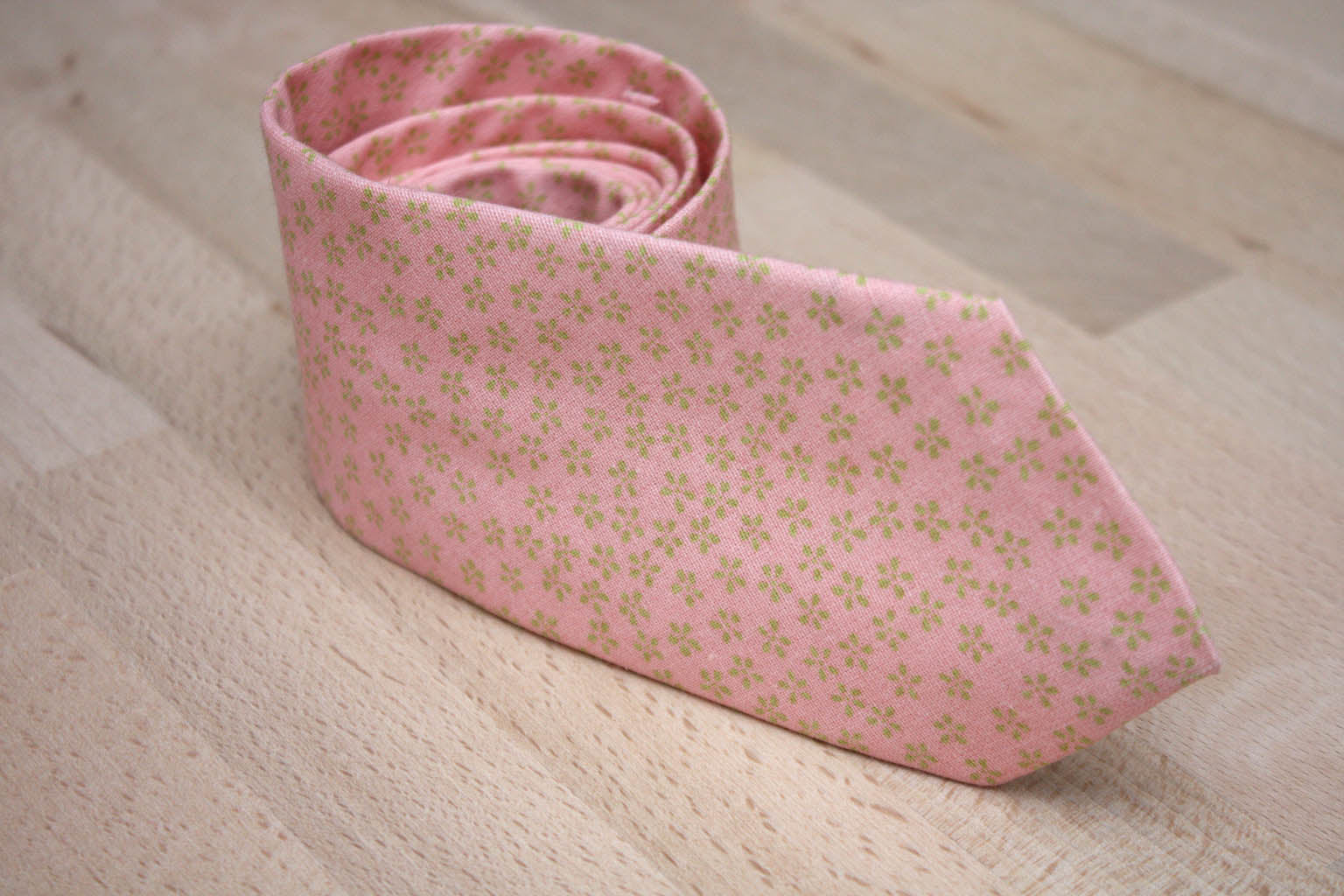 Dusty Rose Green Print Cotton Necktie