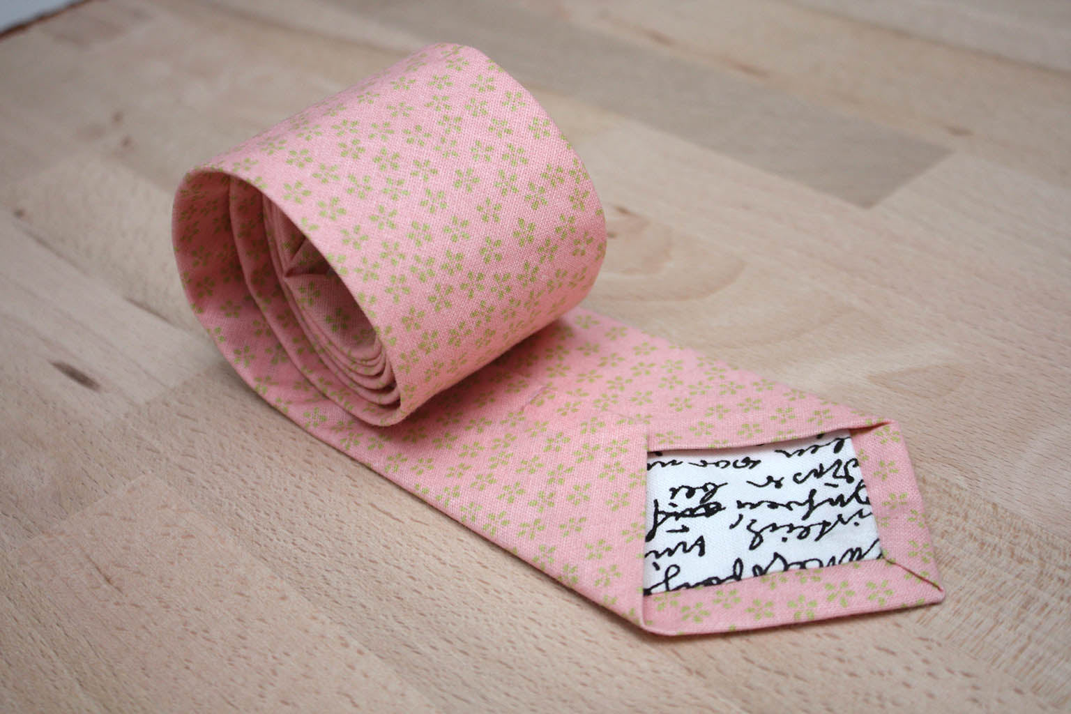 Dusty Rose Green Print Cotton Necktie