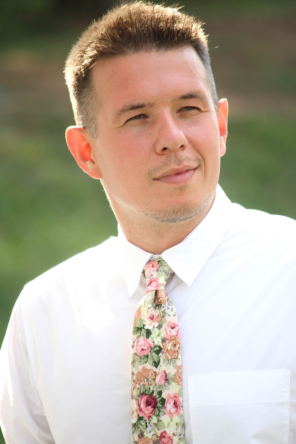 Peach Rose Floral Necktie 3.14"