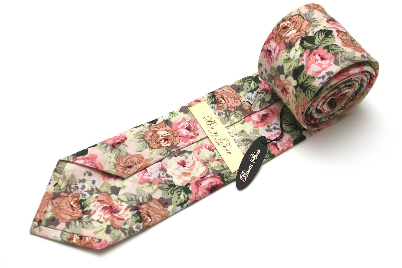 Peach Rose Floral Necktie 3.14"