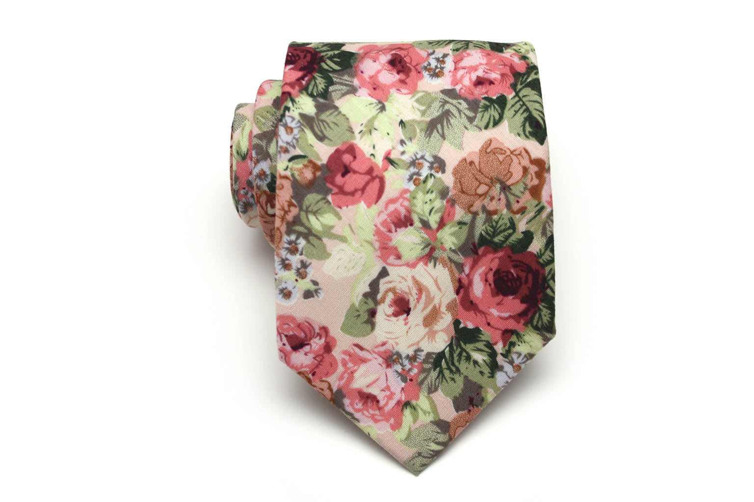 Peach Rose Floral Necktie 3.14"