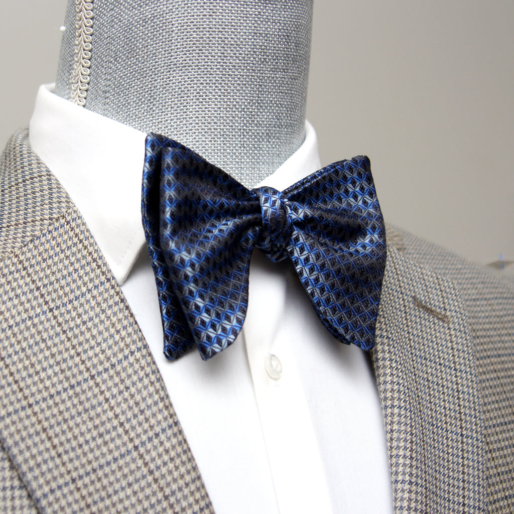 Blue Ornament Big Butterfly Bow Tie