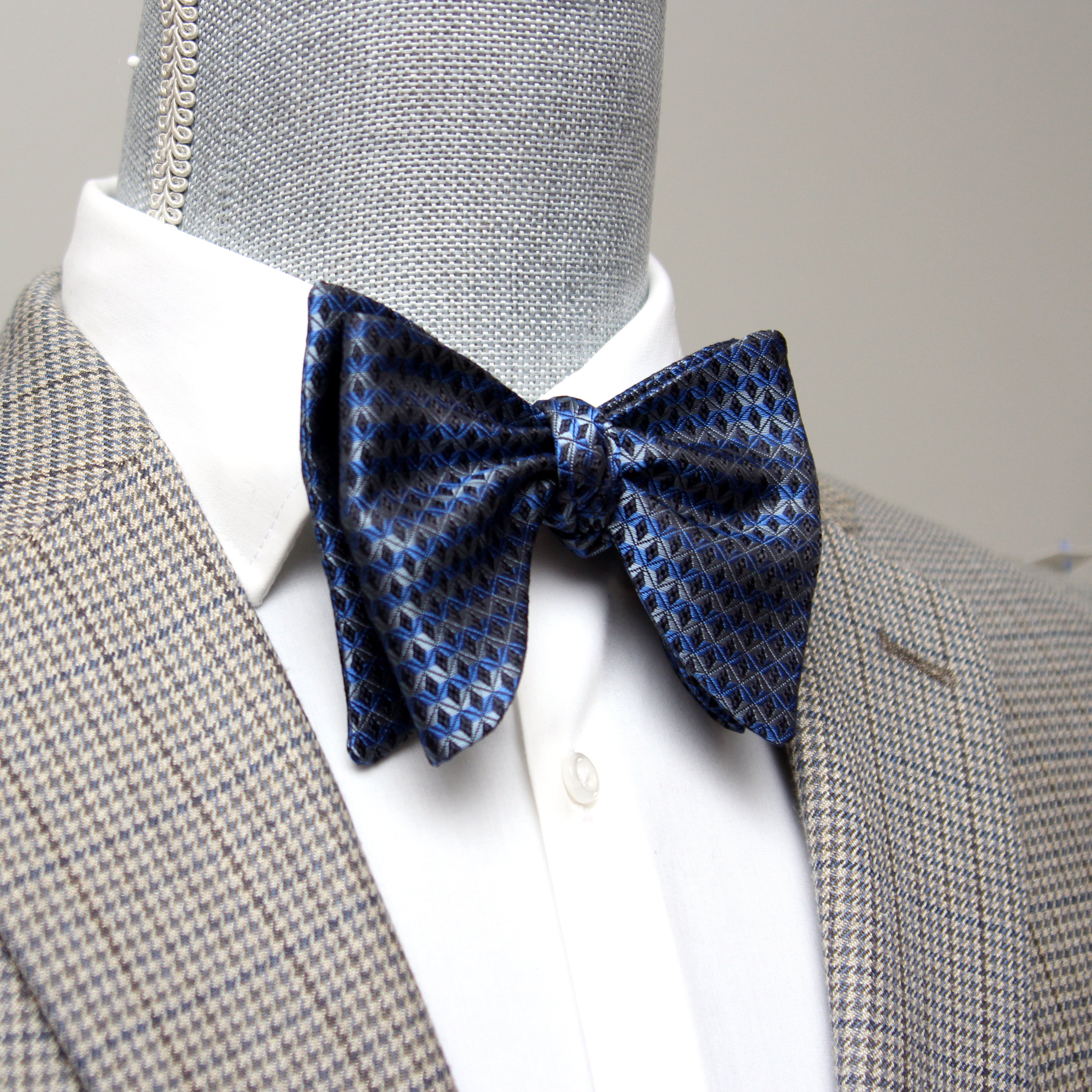 Blue Ornament Big Butterfly Bow Tie