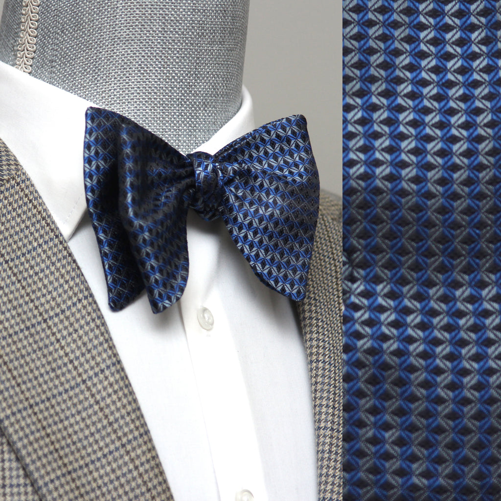 Blue Ornament Big Butterfly Bow Tie