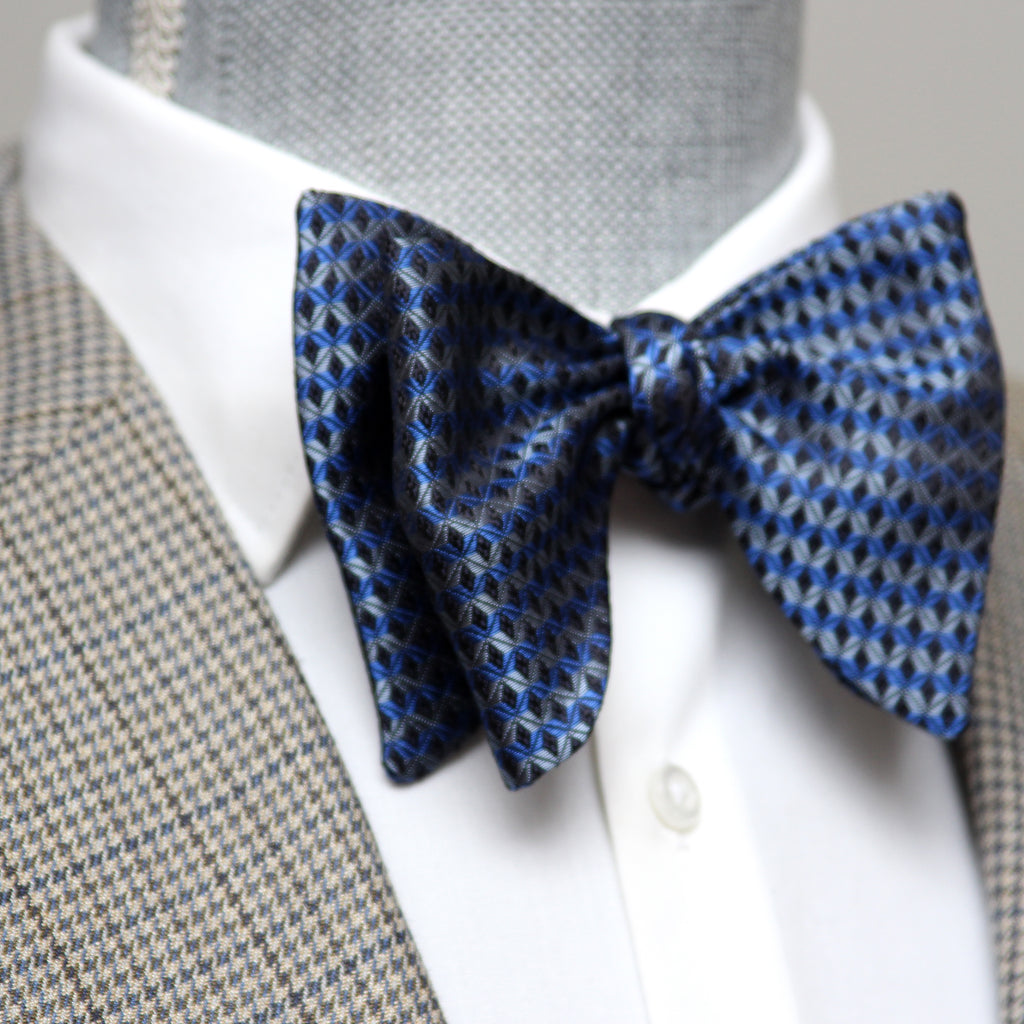 Blue Ornament Big Butterfly Bow Tie