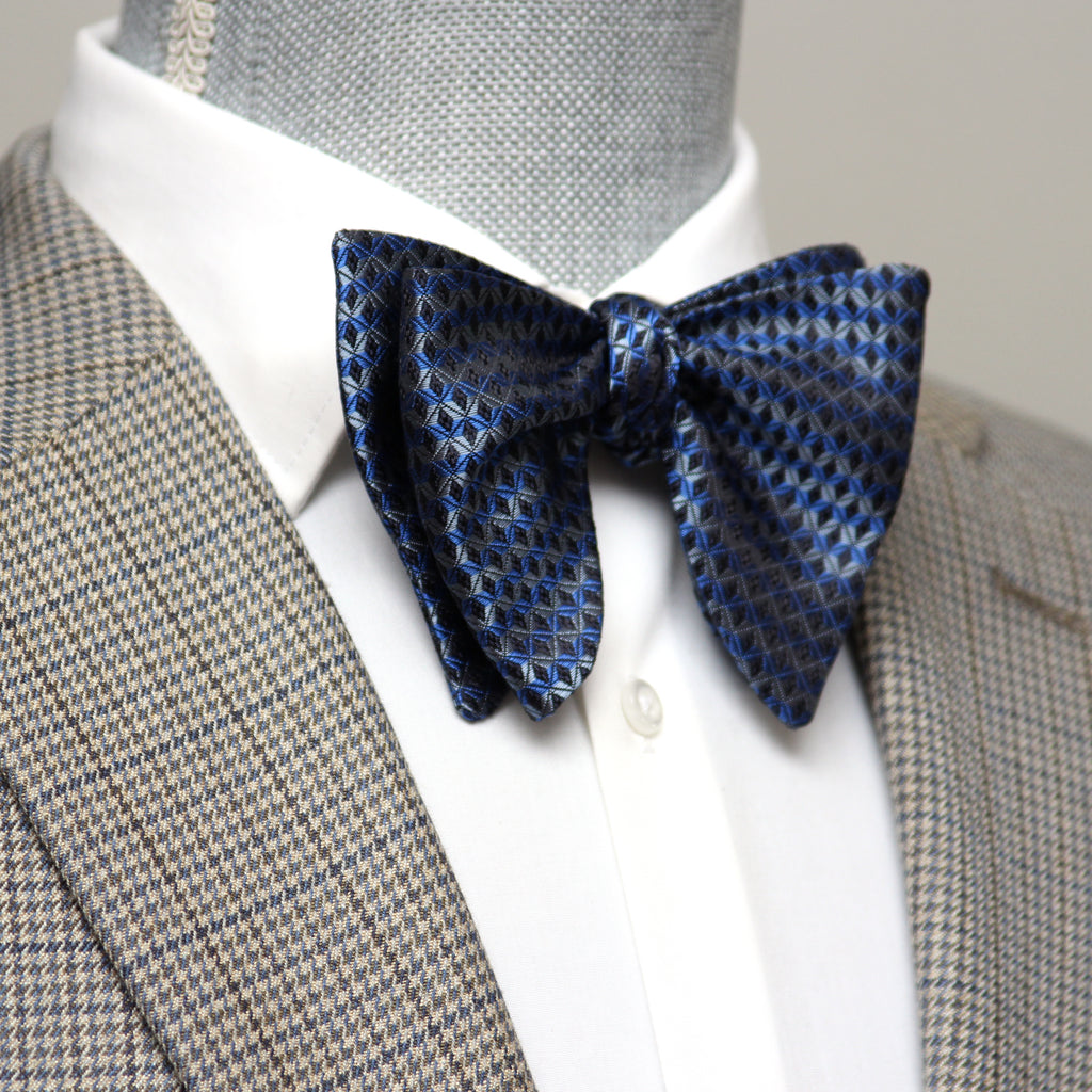 Blue Ornament Big Butterfly Bow Tie