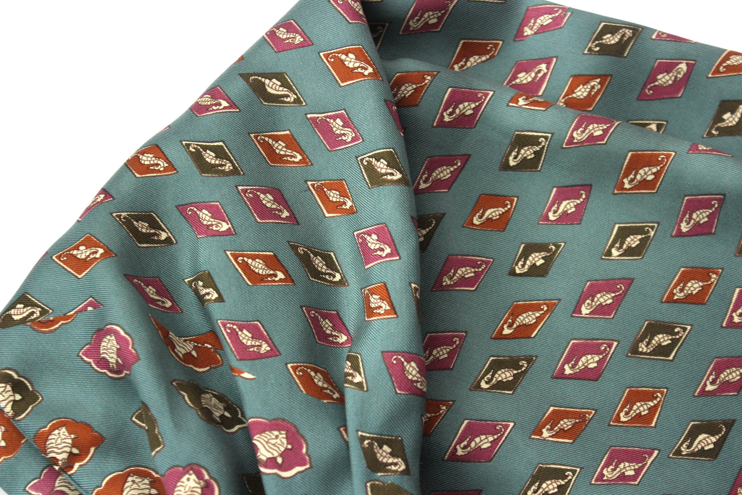Dusty Blue Sea horse Silk Ascot