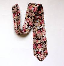 Load image into Gallery viewer, Dusty Rose Brown Beige Floral Necktie 3.14&quot;
