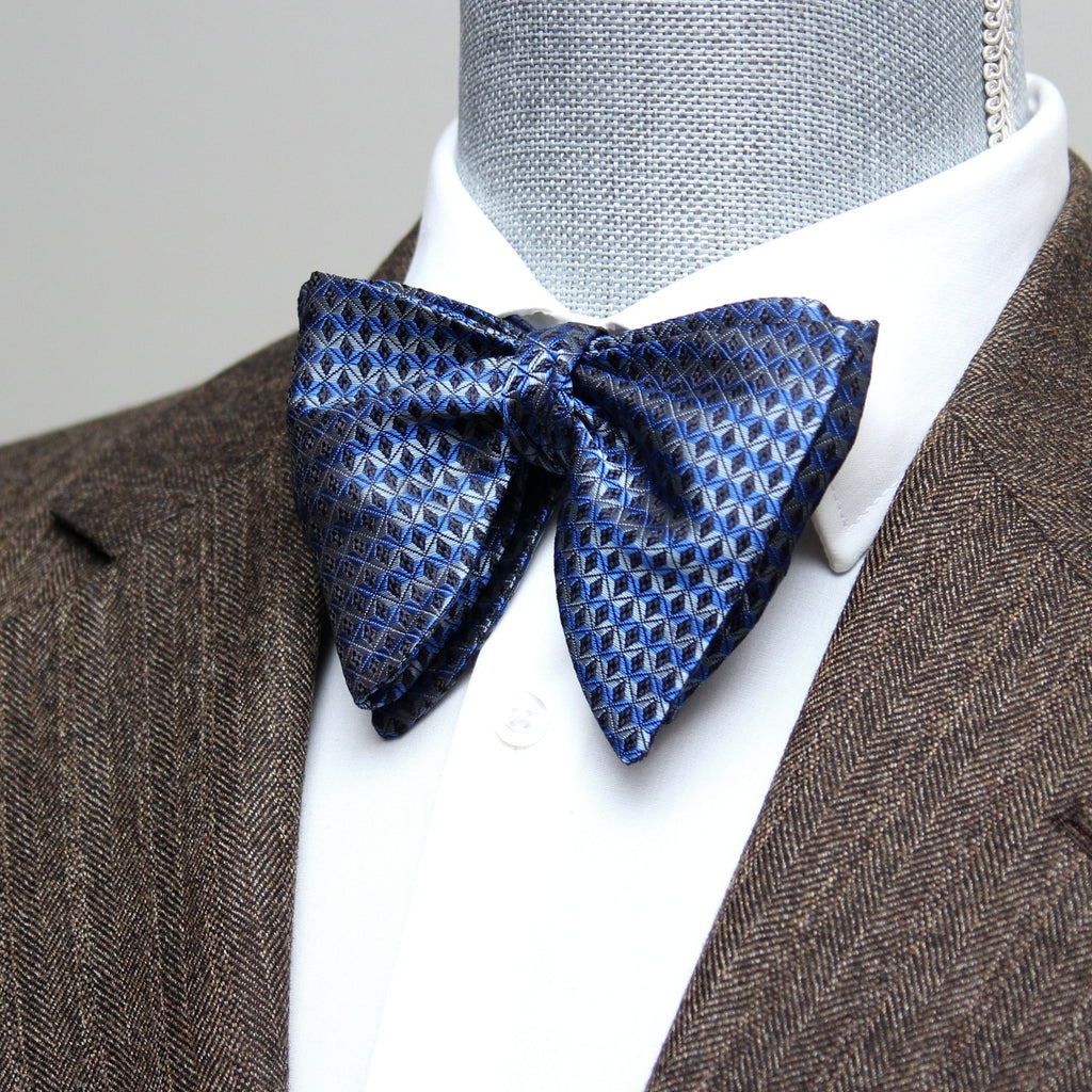 Blue Ornament Big Butterfly Bow Tie