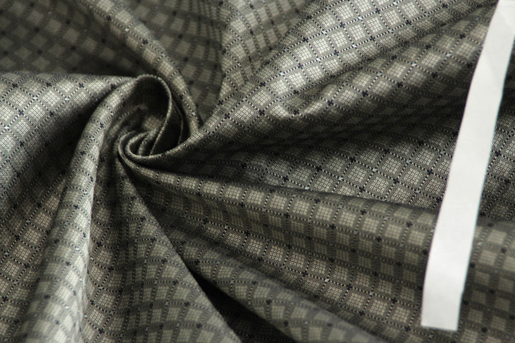 Grey ornament Silk Fabric 42" width