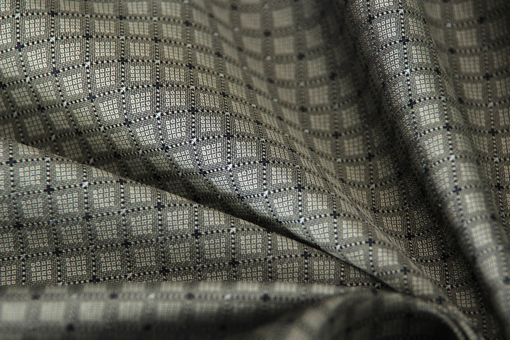 Grey ornament Silk Fabric 42" width