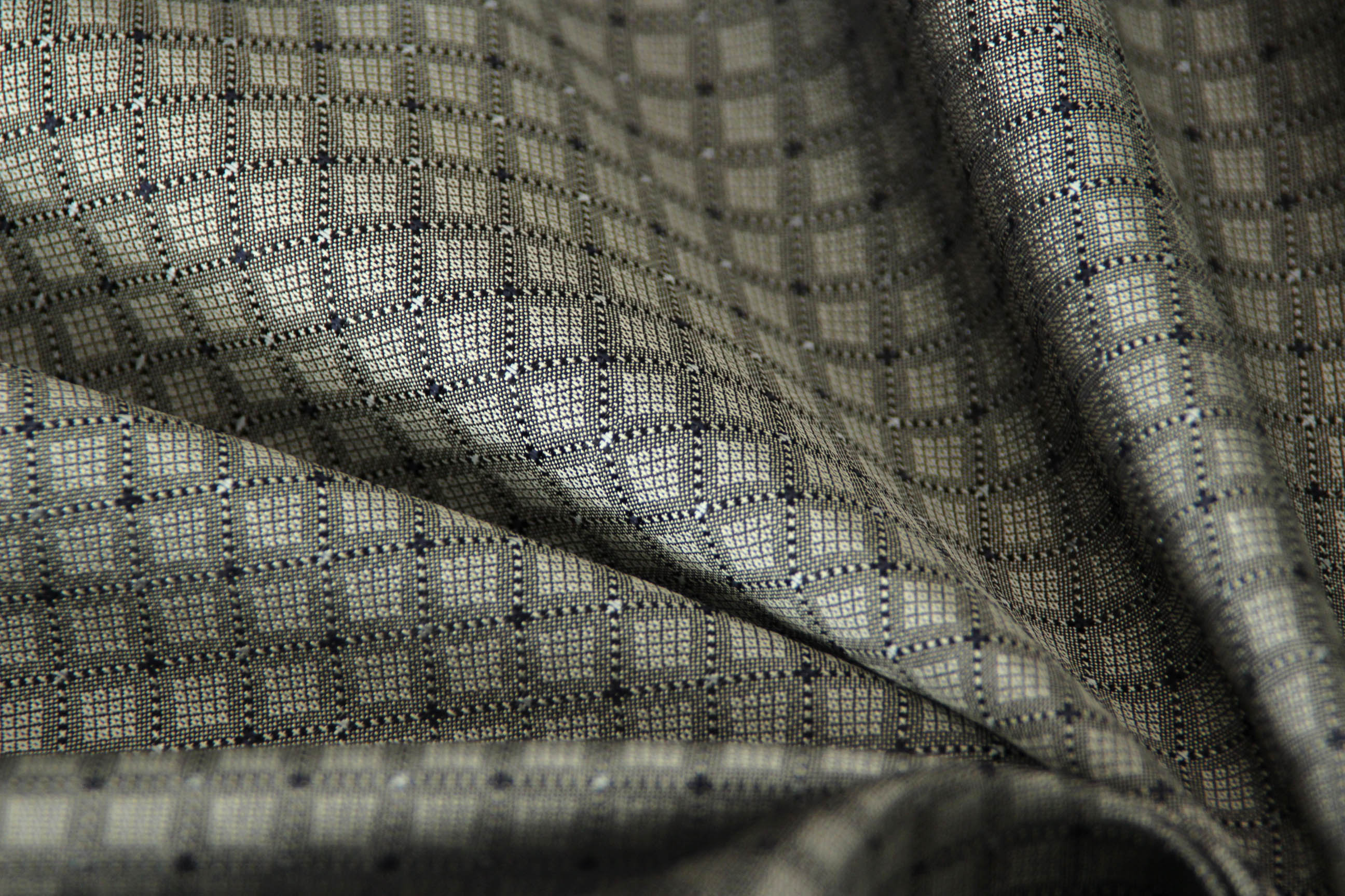 Grey ornament Silk Fabric 42" width