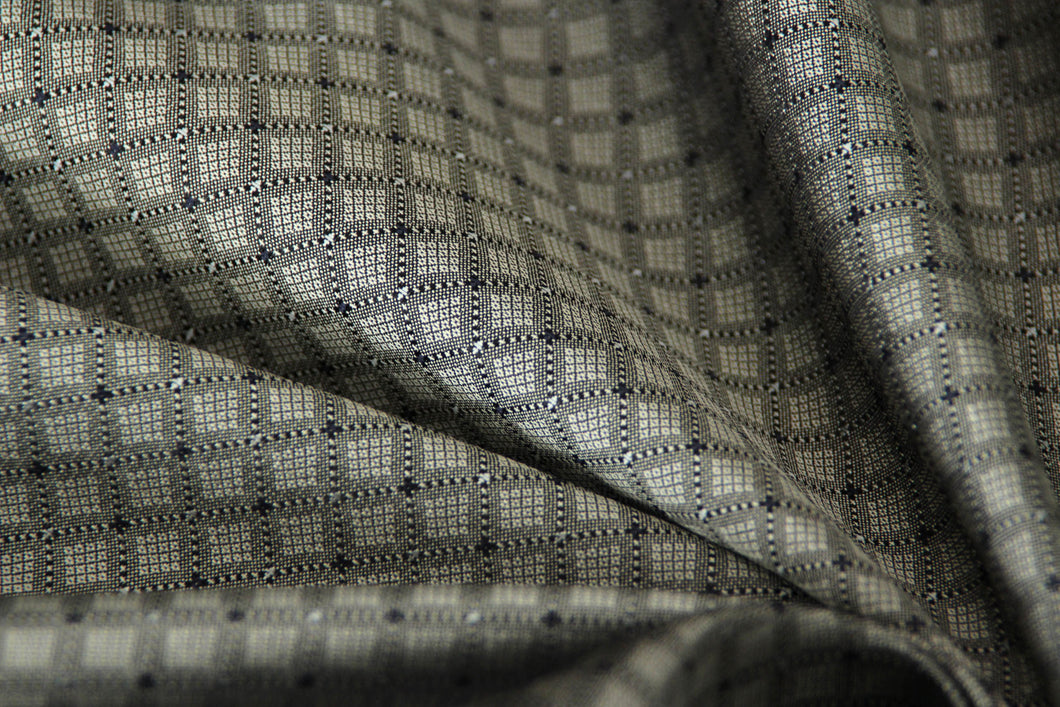Grey ornament Silk Fabric 42