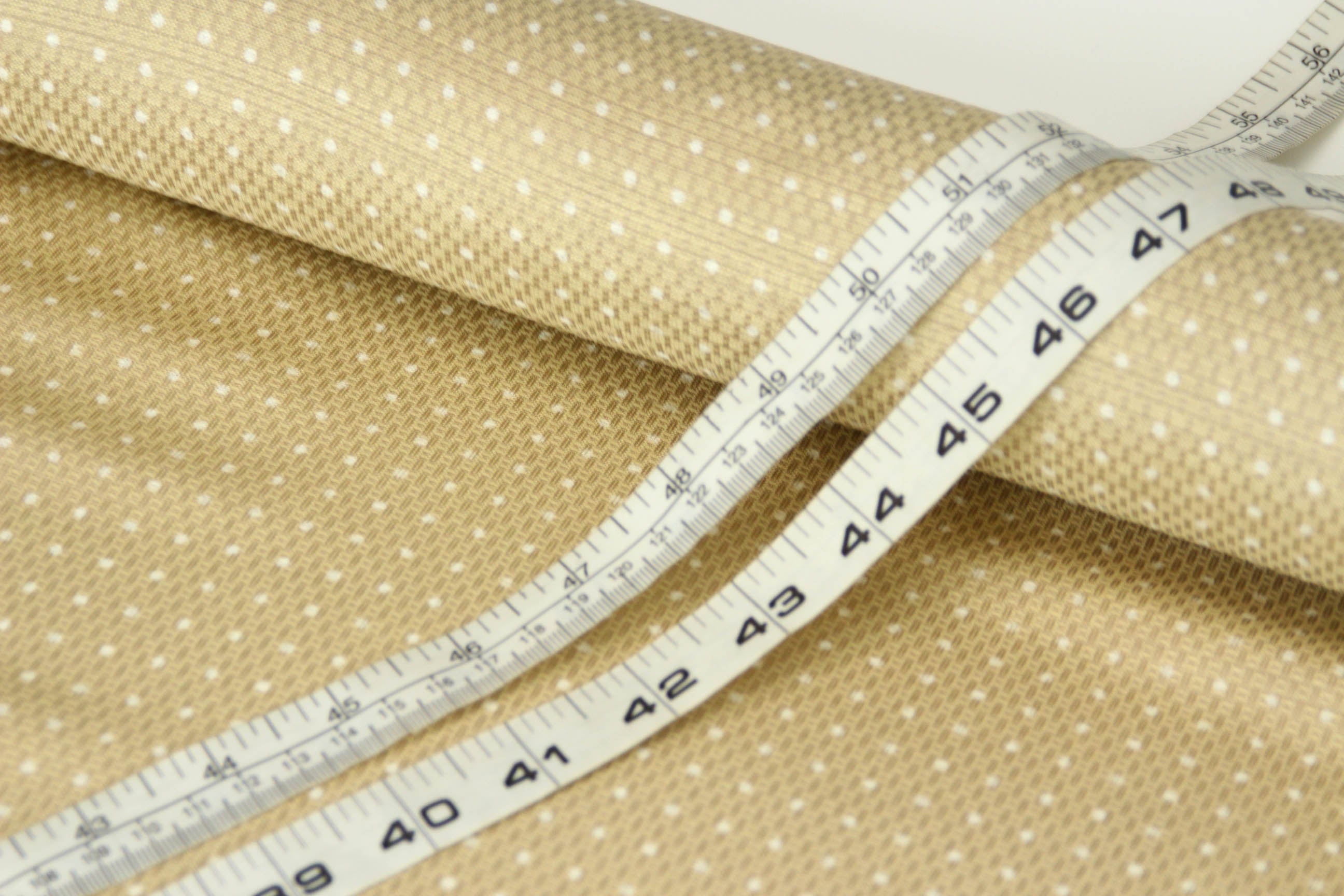 Polka Dot Champagne Beige Silk Fabric