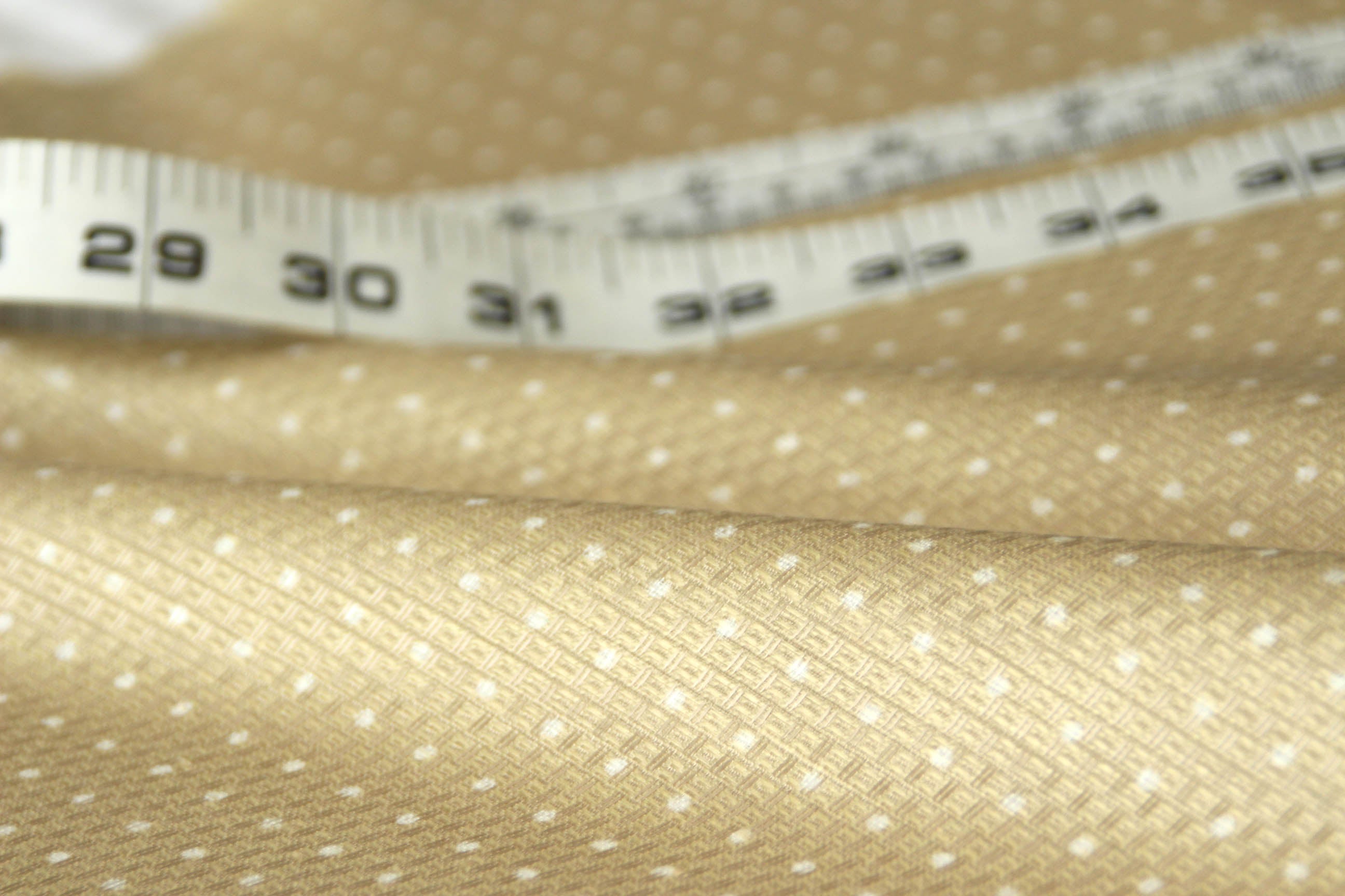Polka Dot Champagne Beige Silk Fabric