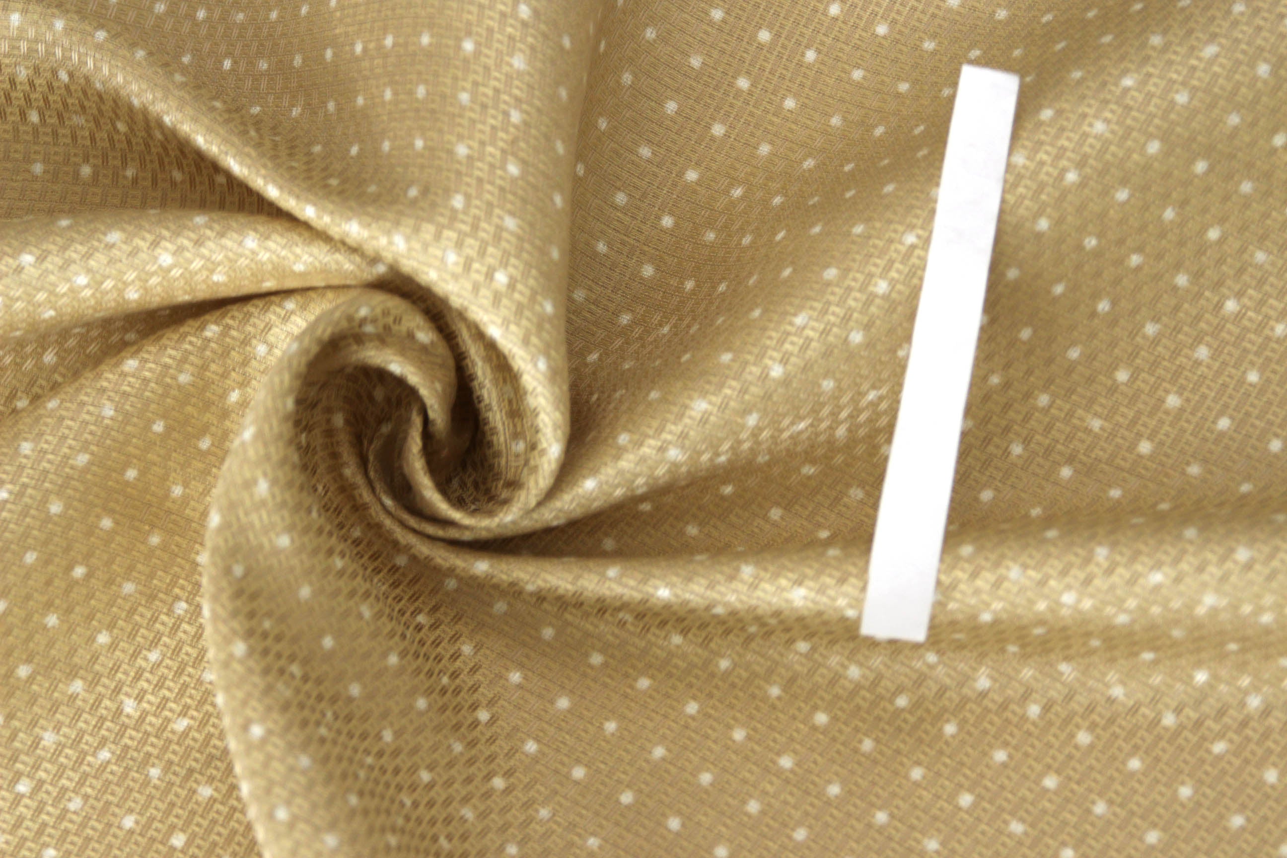Polka Dot Champagne Beige Silk Fabric
