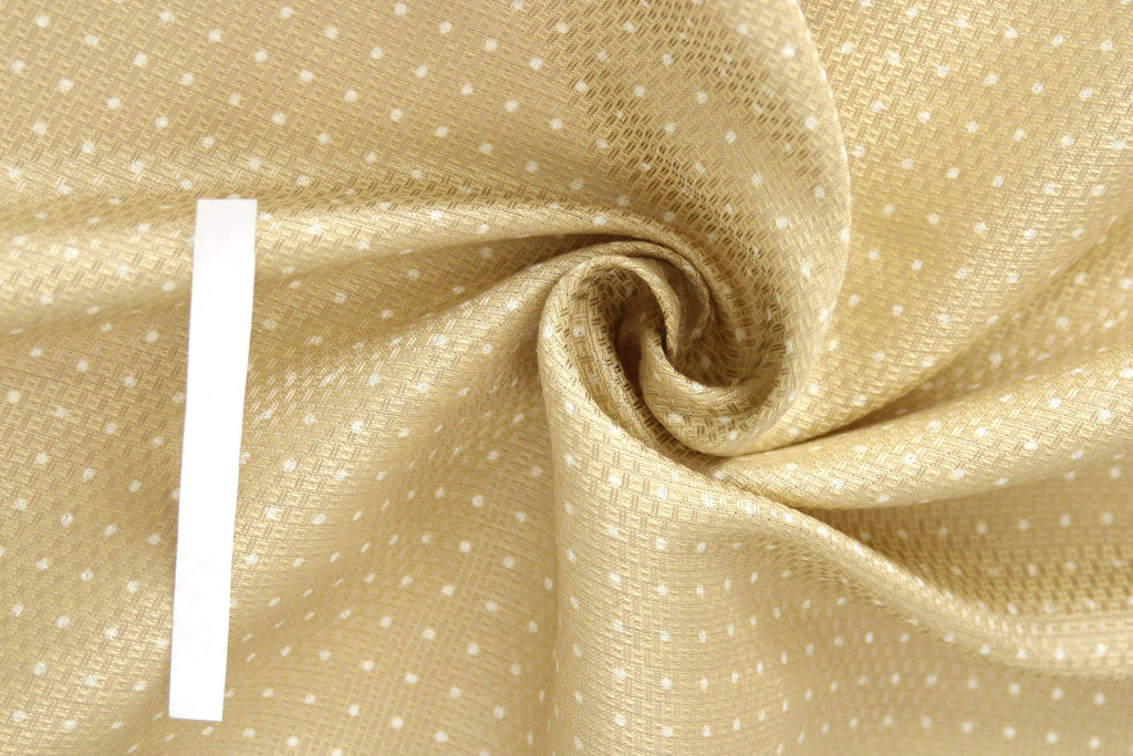 Polka Dot Champagne Beige Silk Fabric
