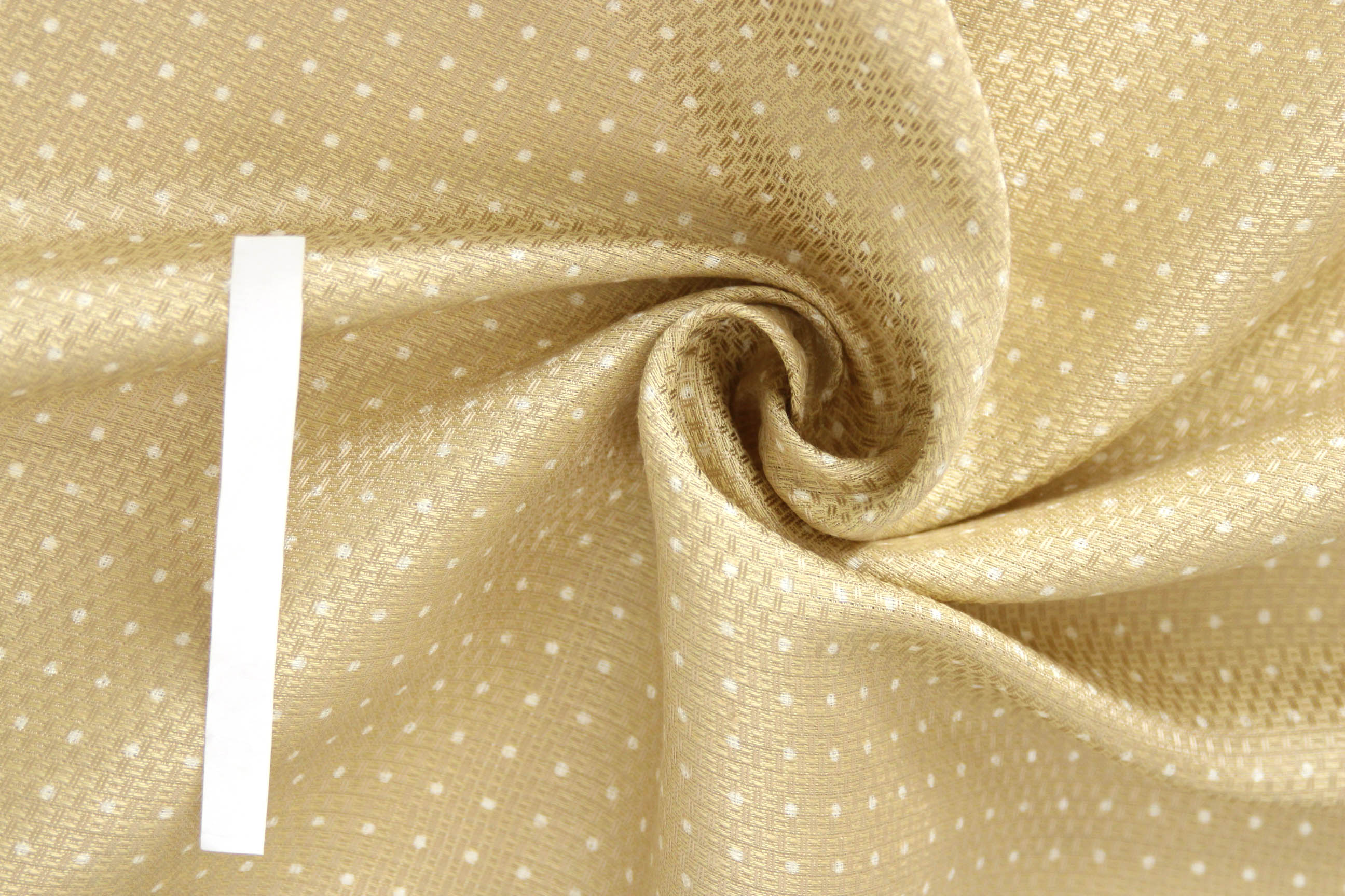 Polka Dot Champagne Beige Silk Fabric