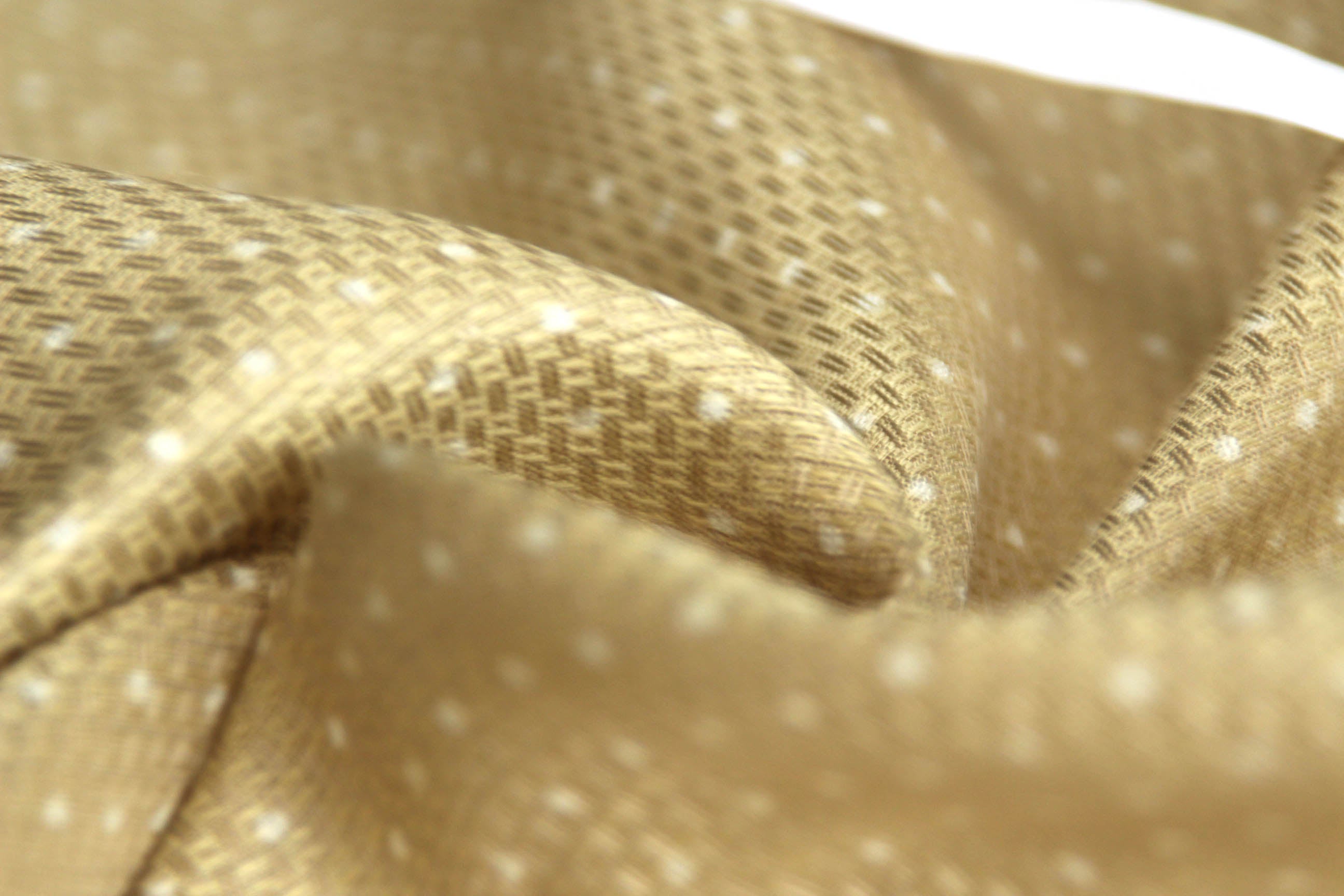 Polka Dot Champagne Beige Silk Fabric