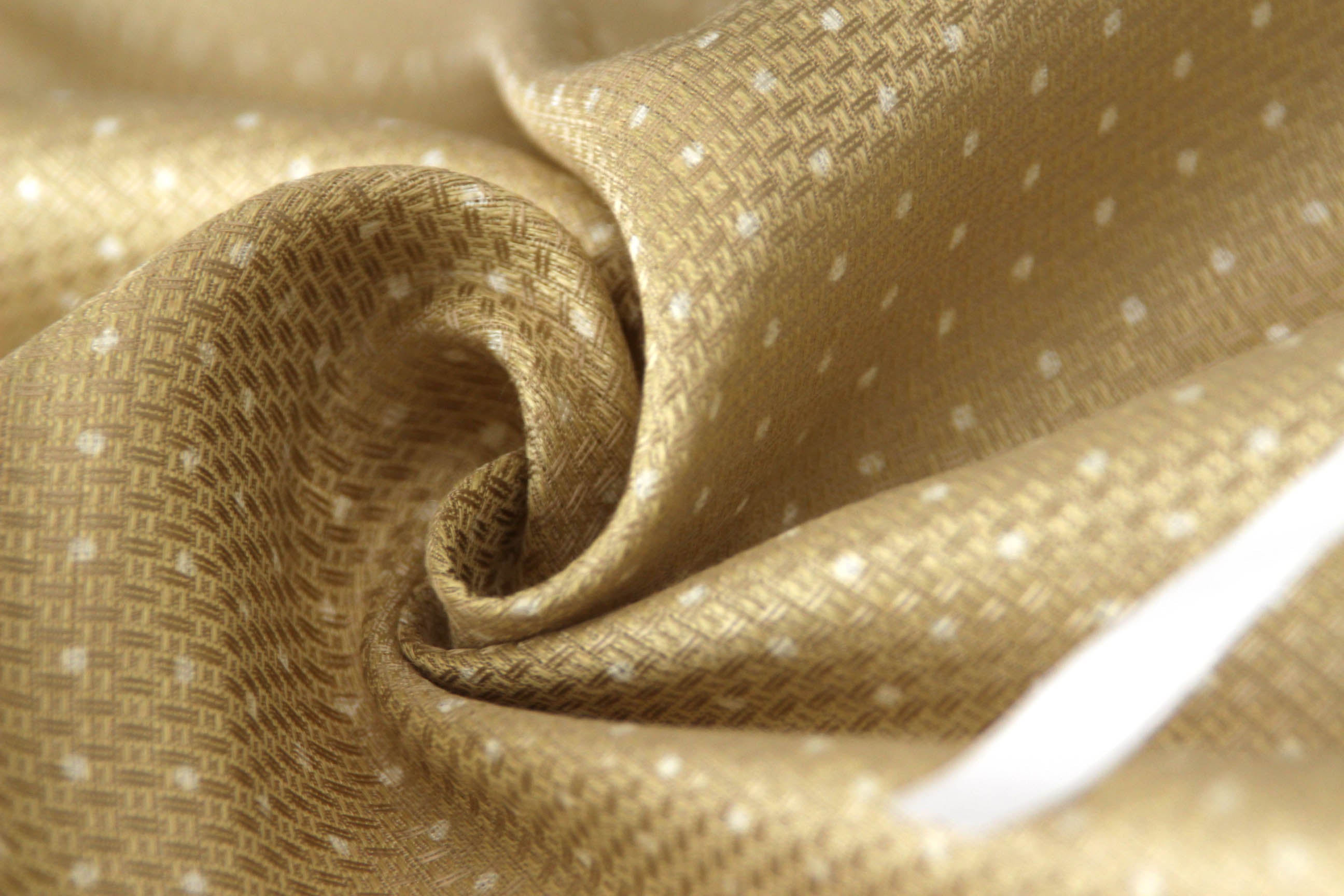 Polka Dot Champagne Beige Silk Fabric