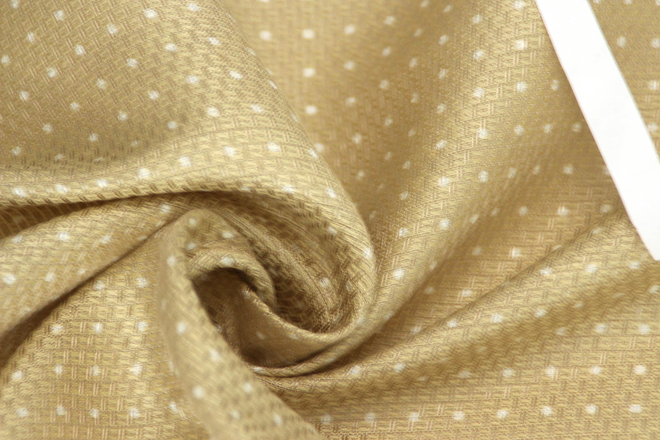Polka Dot Champagne Beige Silk Fabric
