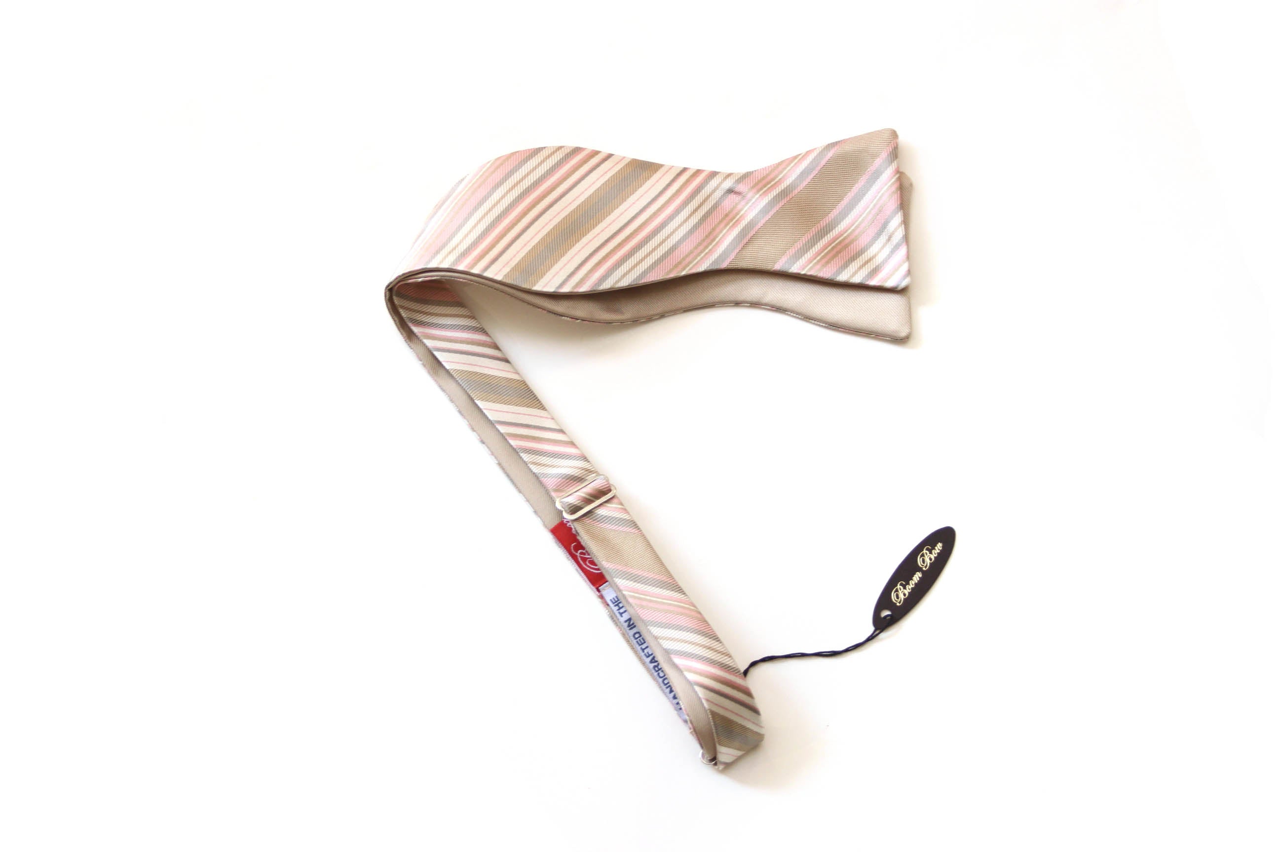 Champagne Stripe Reversible Self-Tie Bow Tie