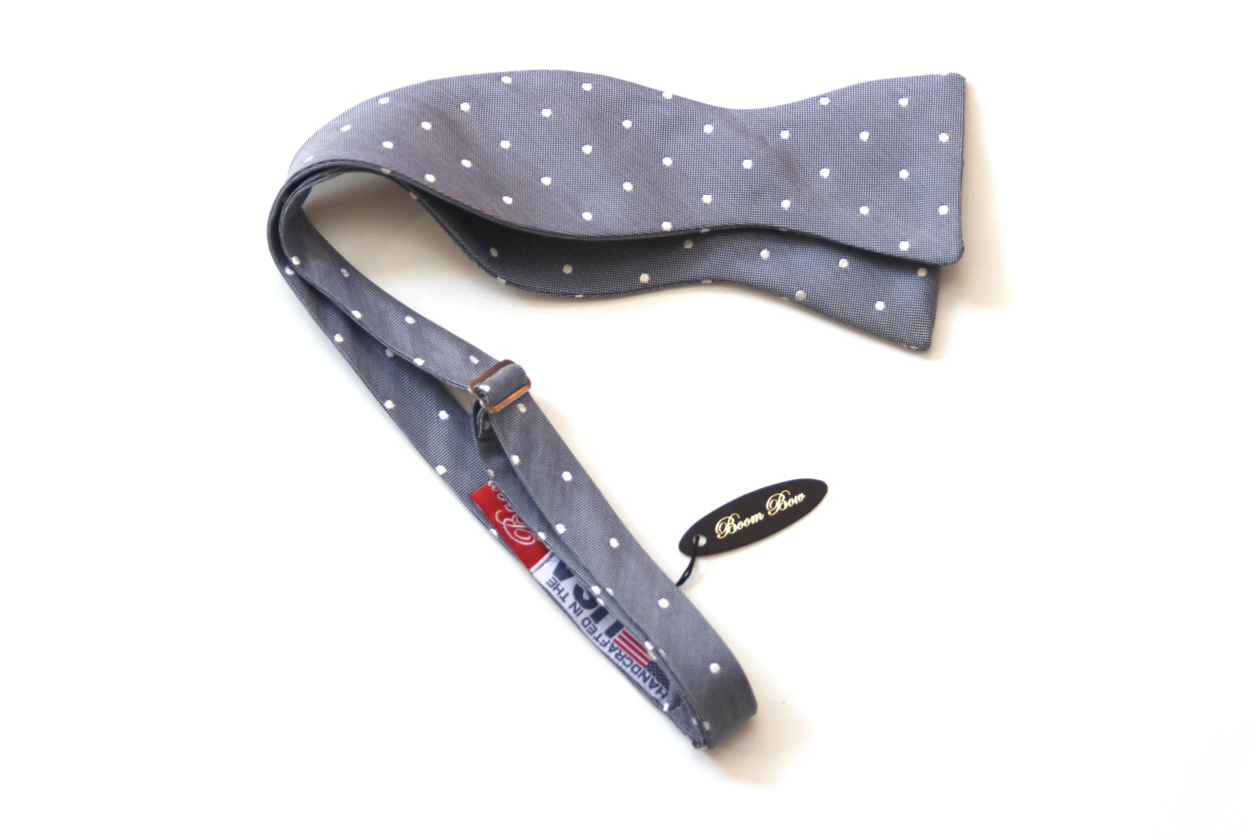 Dusty Blue Polka Dot Self-Tie Bow Tie