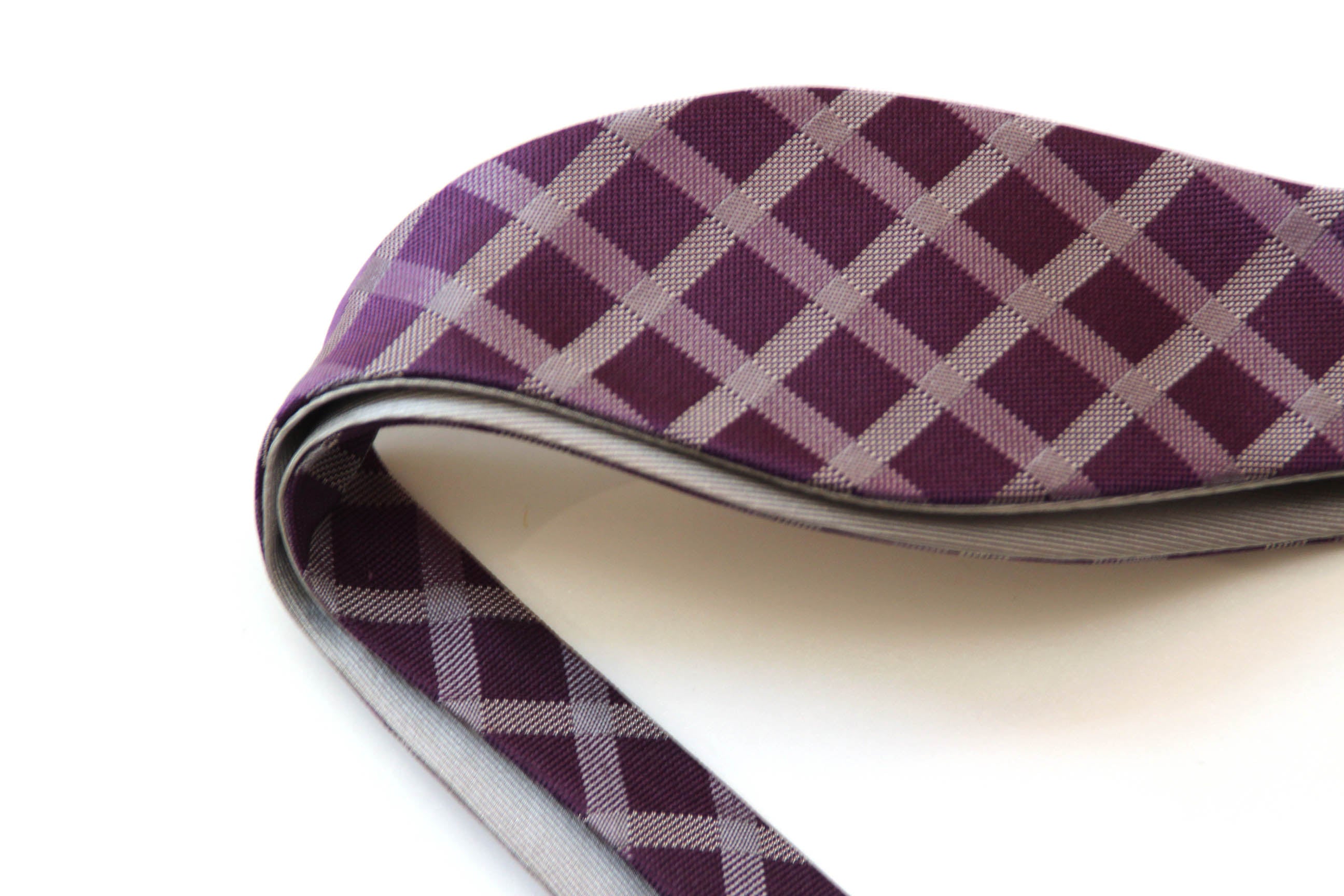 Purple plaid Grey Reversible Self-Tie Bow Tie