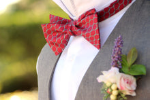 Load image into Gallery viewer, Red Ornament Self-Tie Bow Tie
