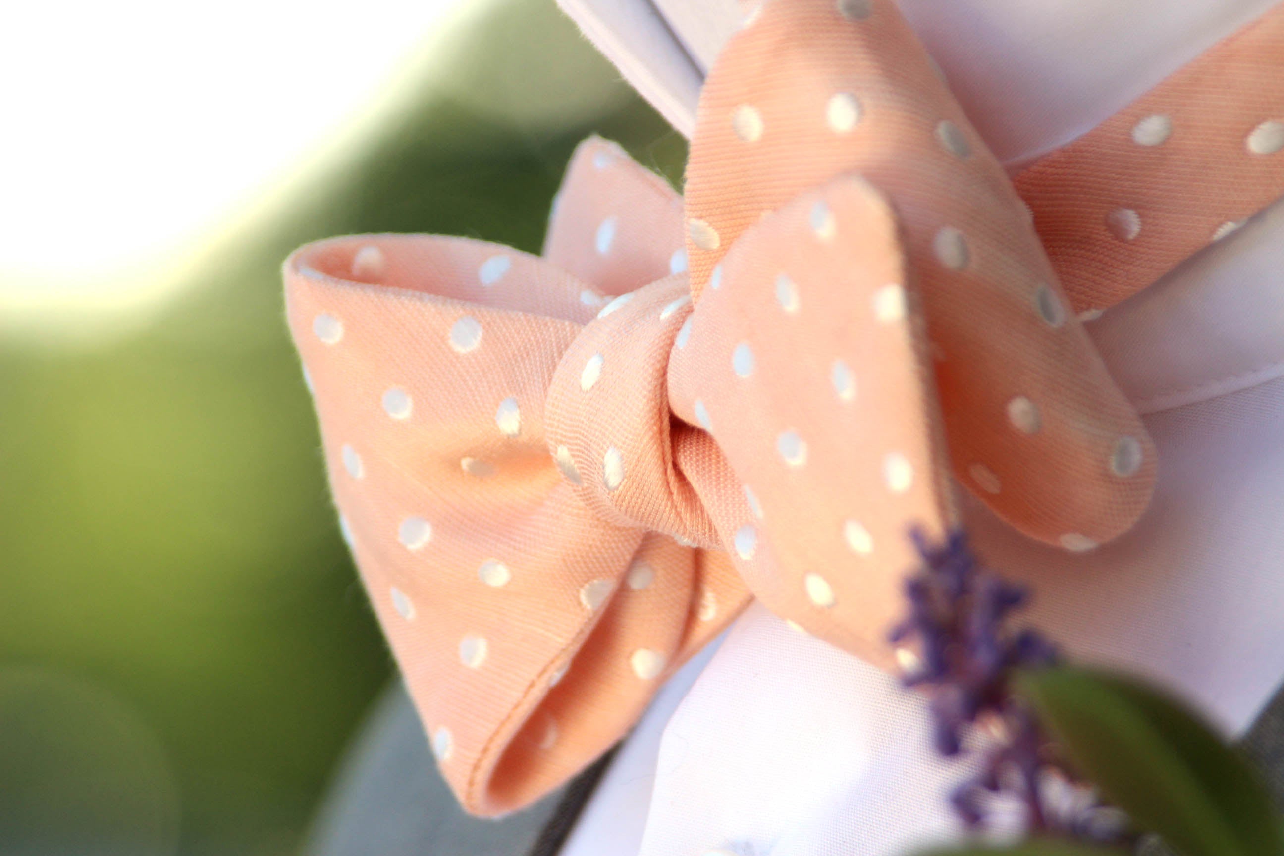 Polka Dot Peach BELLINI Self-Tie Bow Tie