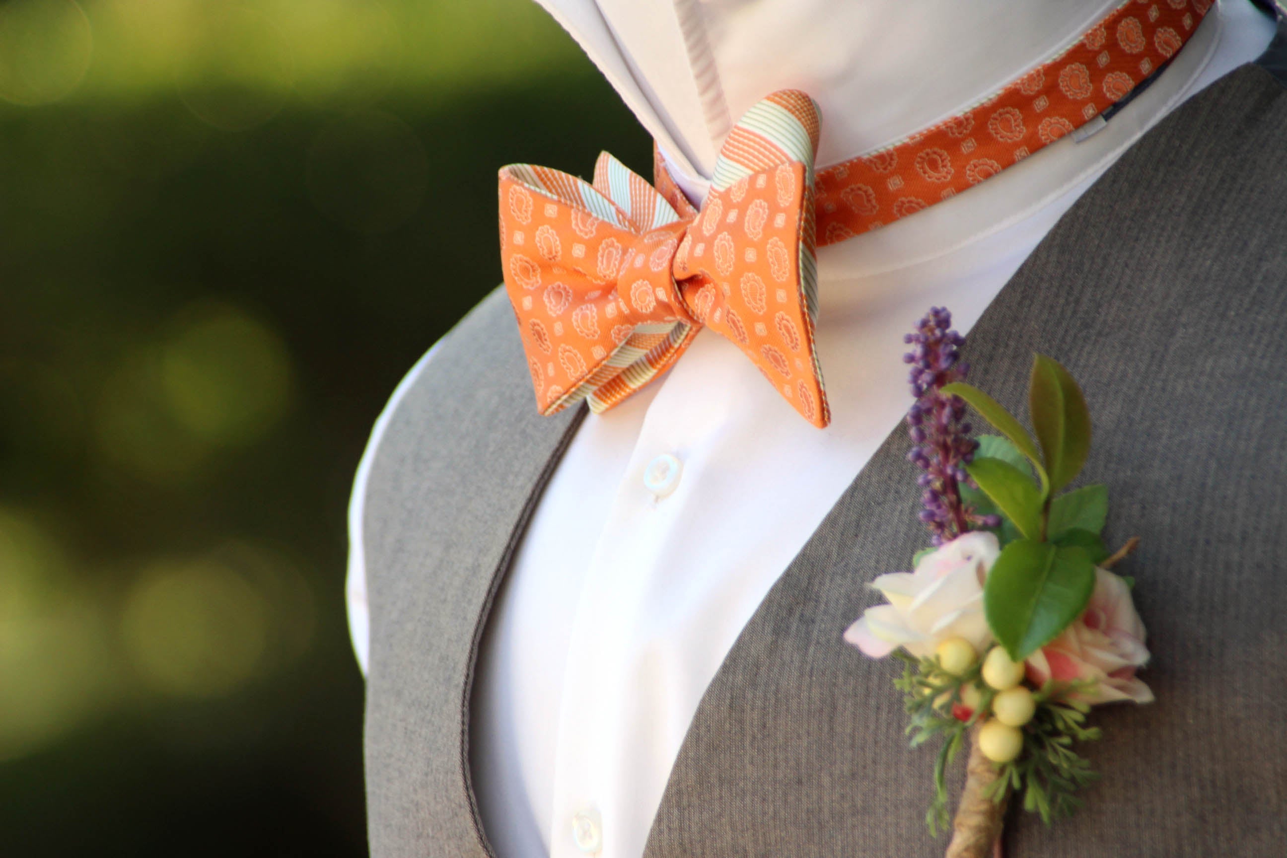 Orange Self-Tie Bow Tie