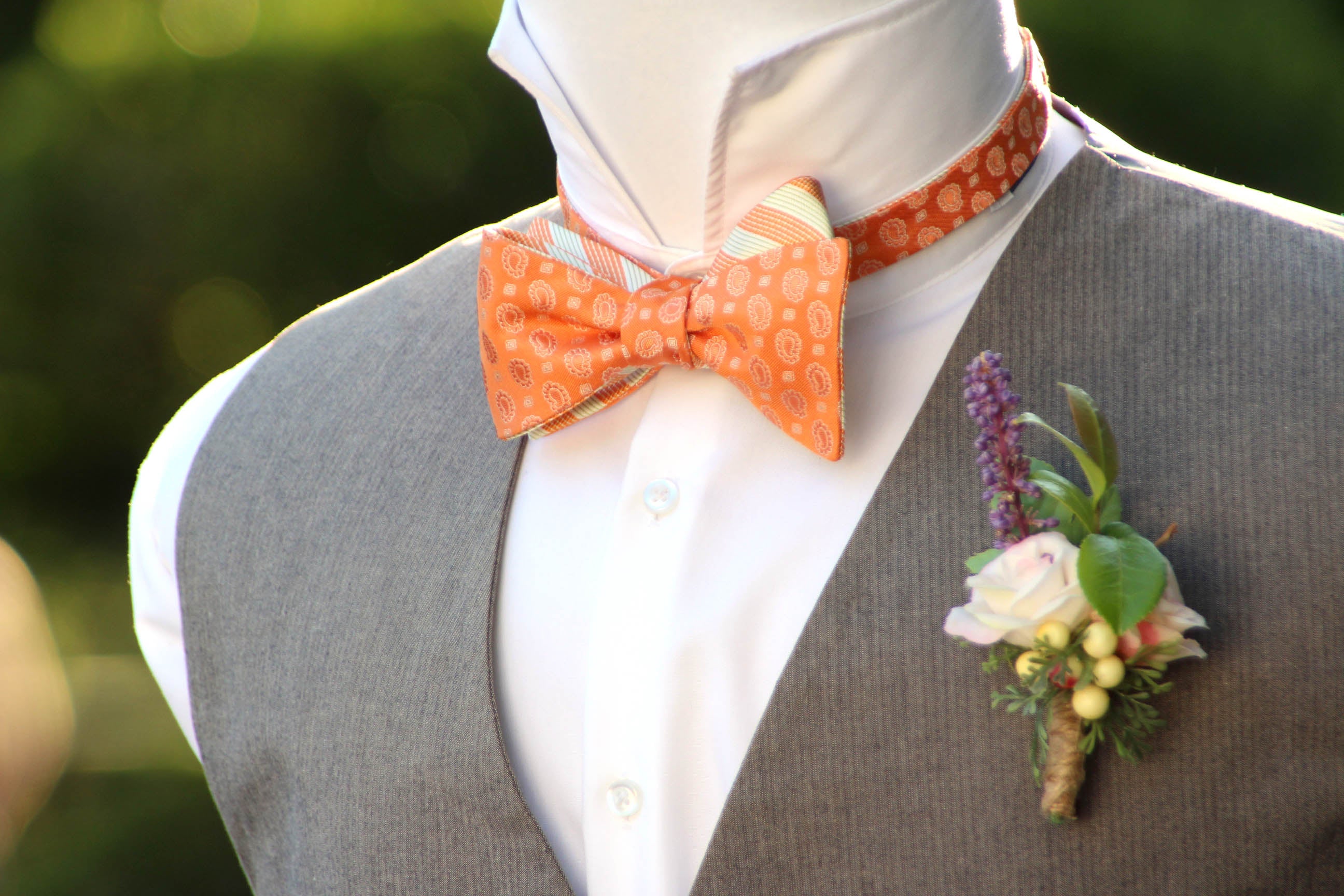 Orange Self-Tie Bow Tie